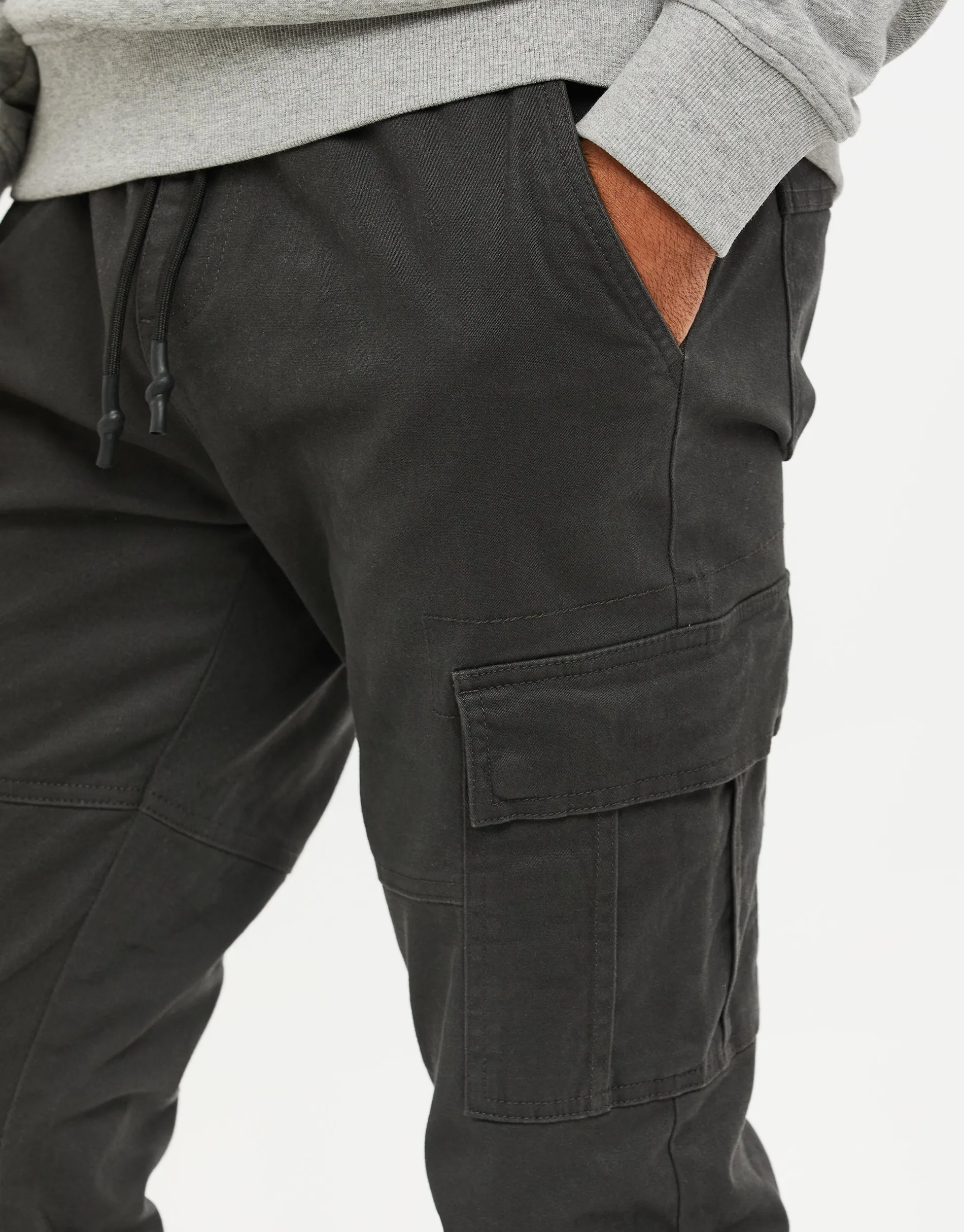 Men's Charcoal Slim Fit Cargo Trousers sold by Threadbare product image thumbnail 4