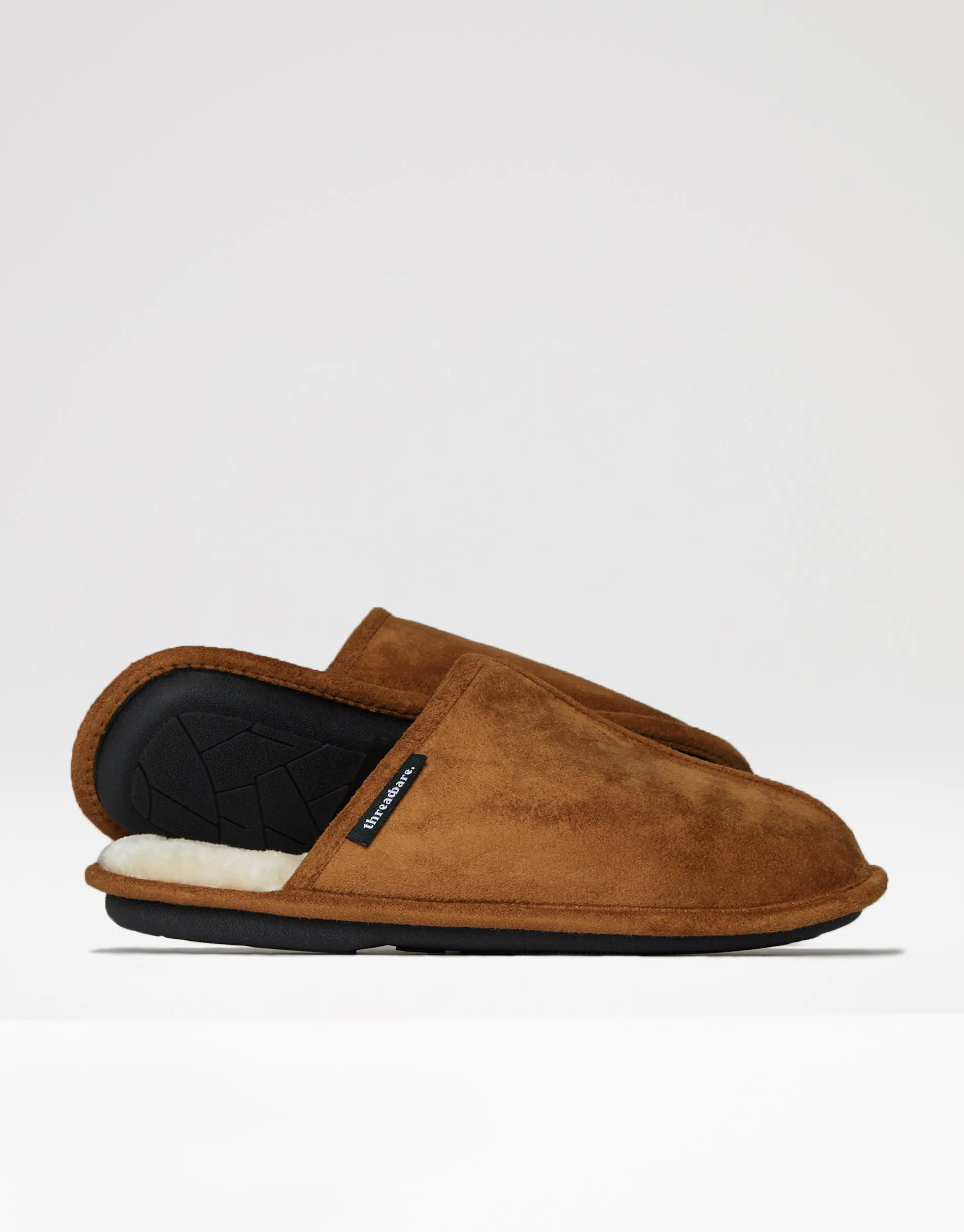 Threadbare Men's Tan Brown Suedette Mule Slippers with Faux Fur Lining sold by Threadbare product image thumbnail 3