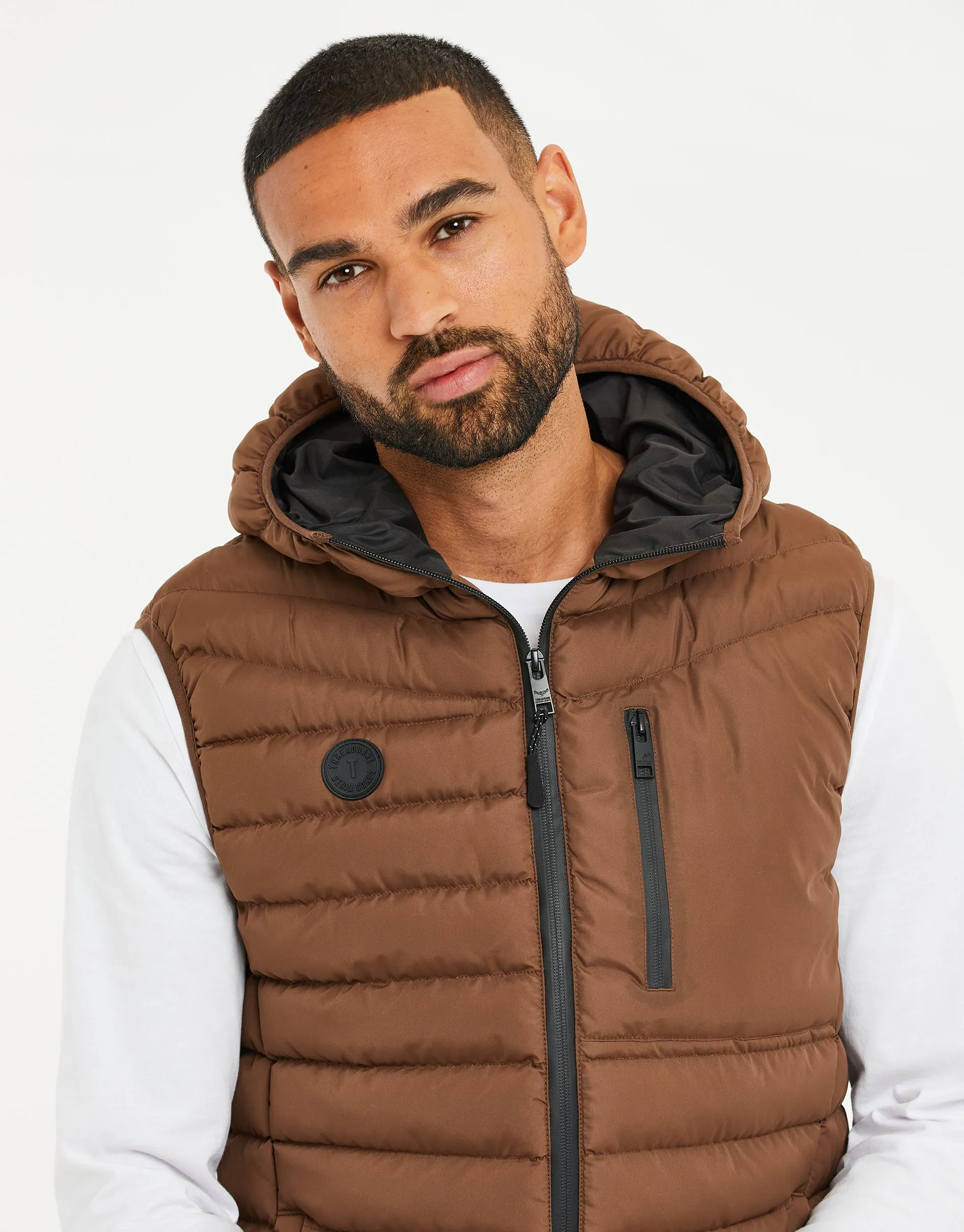 Men's Chocolate Brown Quilted Gilet sold by Threadbare product image thumbnail 4