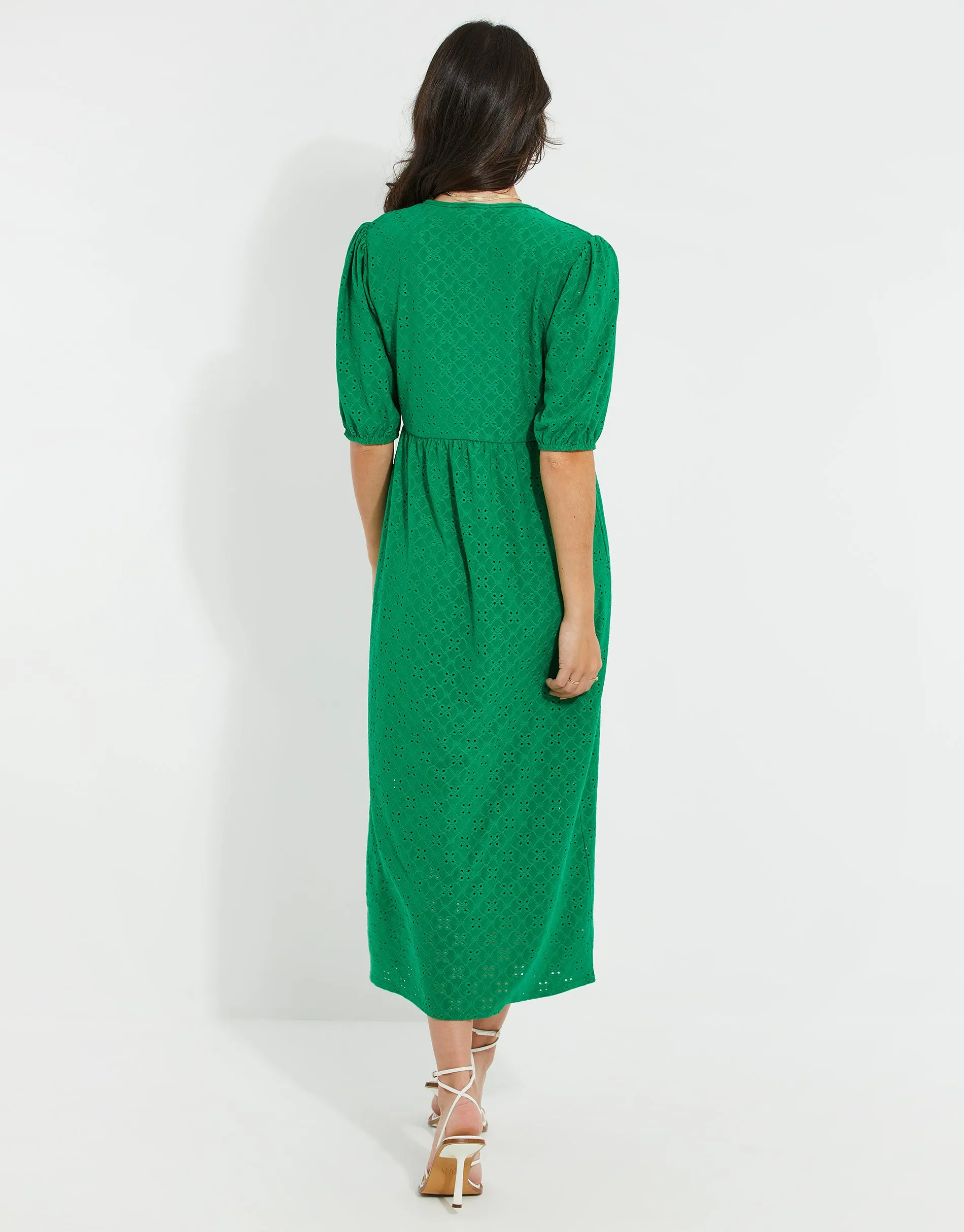 Women's Green Jersey Broderie Anglaise Dress sold by Threadbare product image thumbnail 2