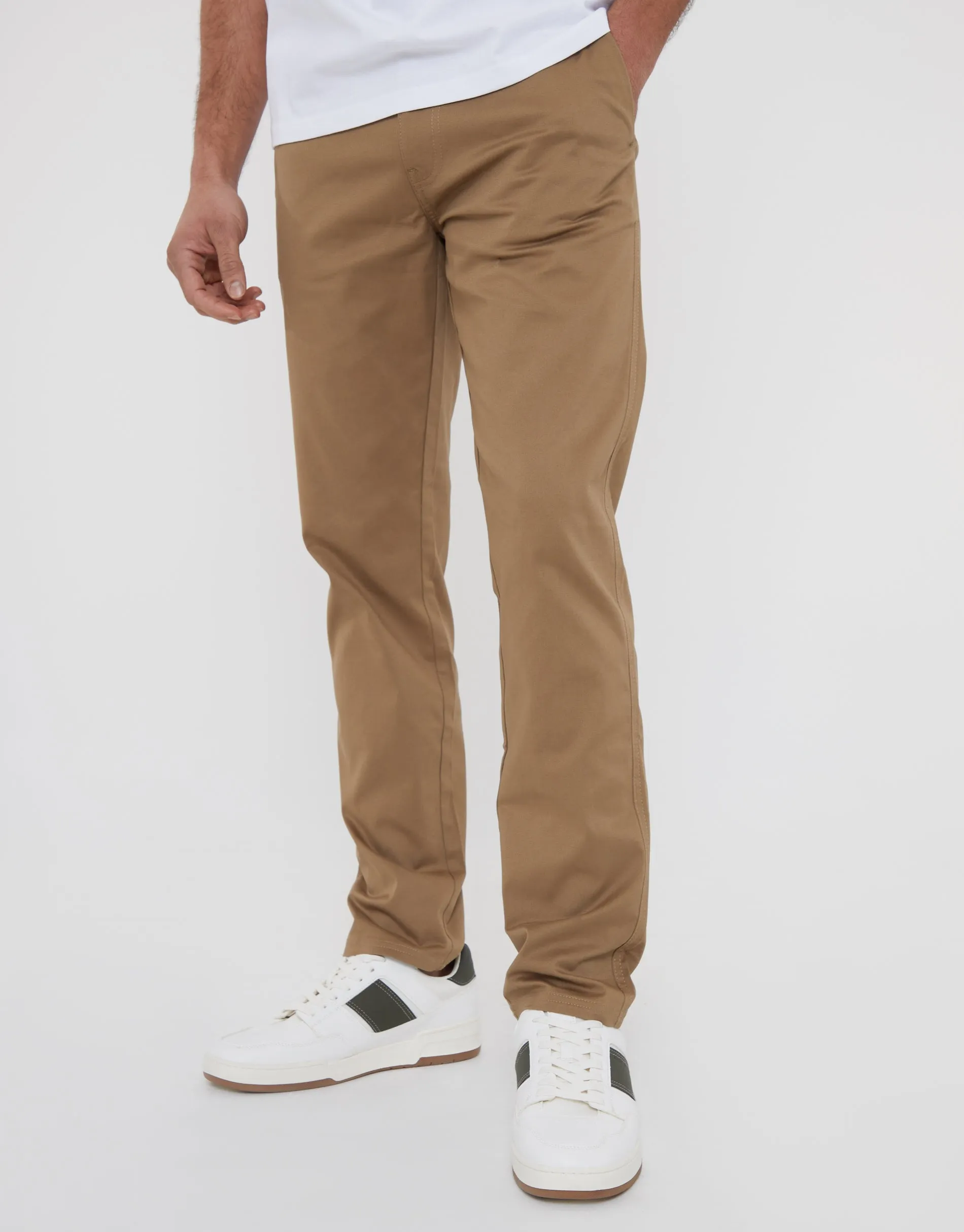 Dark Stone Regular Fit Chino Trousers sold by Threadbare