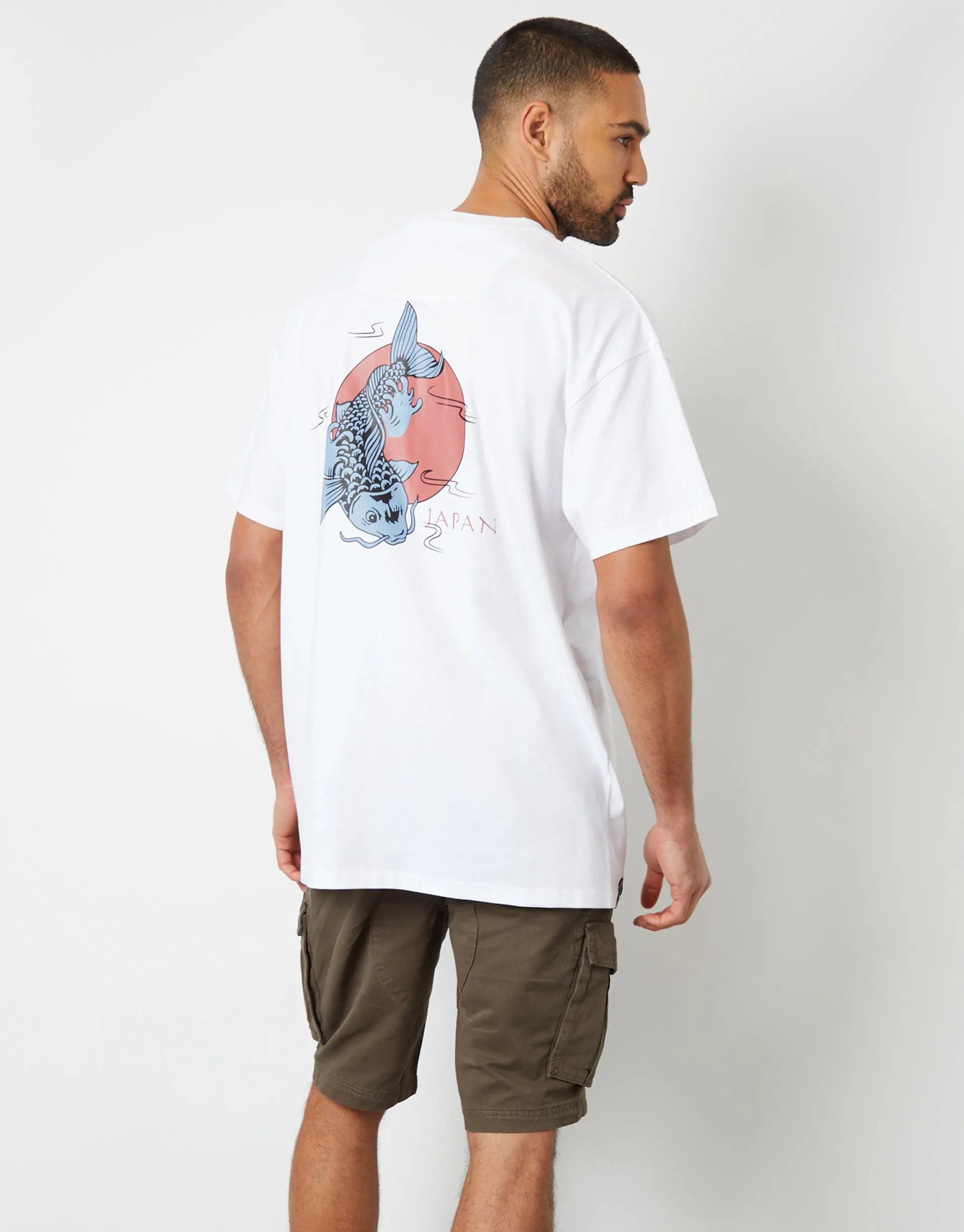 Threadbare Men's White Koi Fish Graphic Print Oversized T-Shirt sold by Threadbare