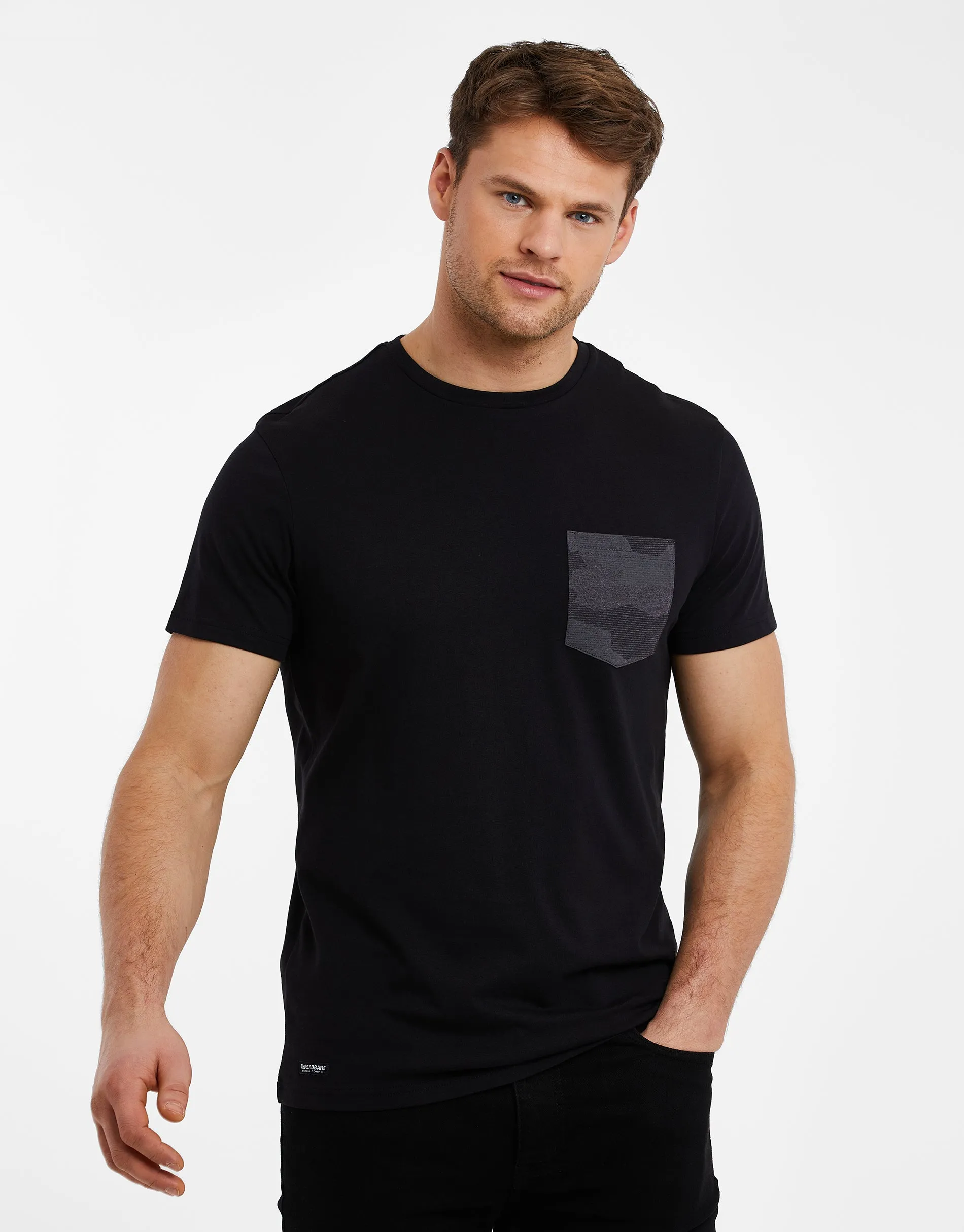 Men's Black Crew Neck T-Shirt sold by Threadbare