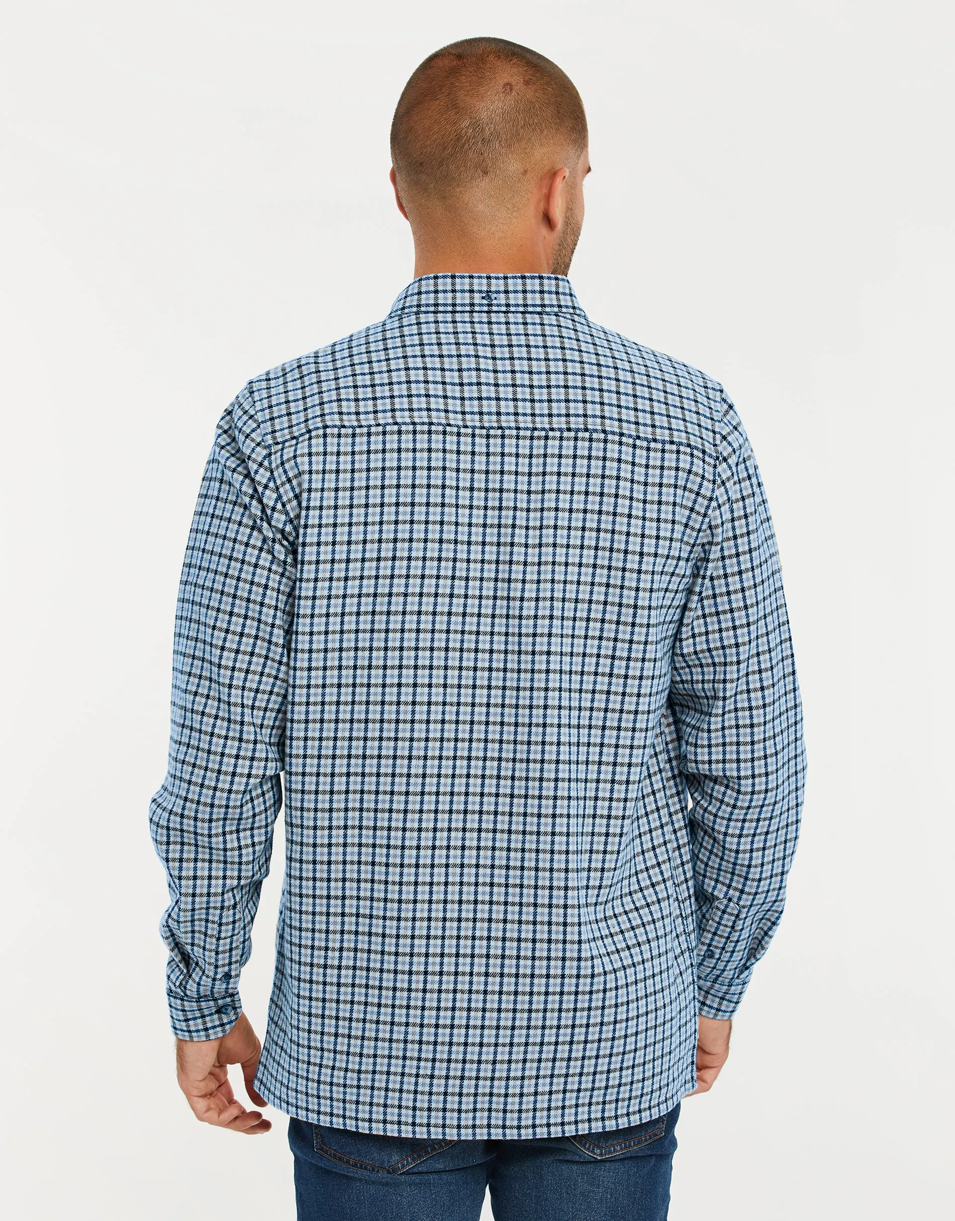 Men's China Blue Check Long Sleeve Shirt sold by Threadbare product image thumbnail 2