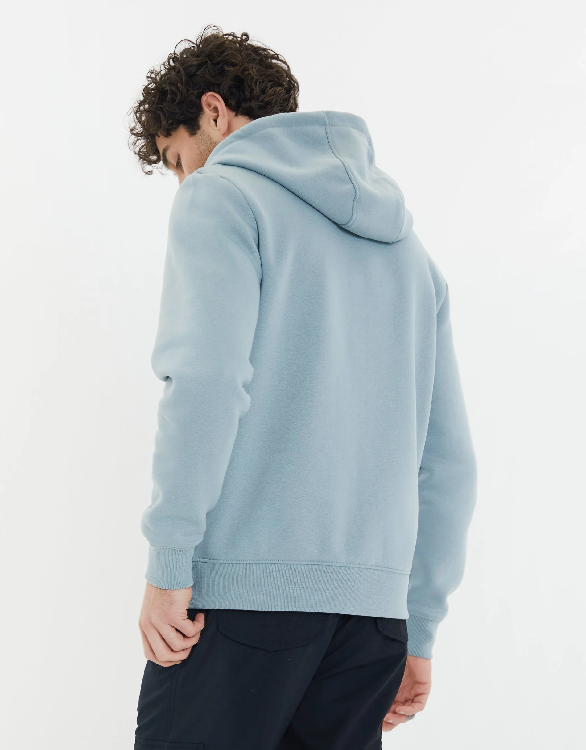 Men's Light Blue Baseball Zip Up Hoodie sold by Threadbare product image thumbnail 2