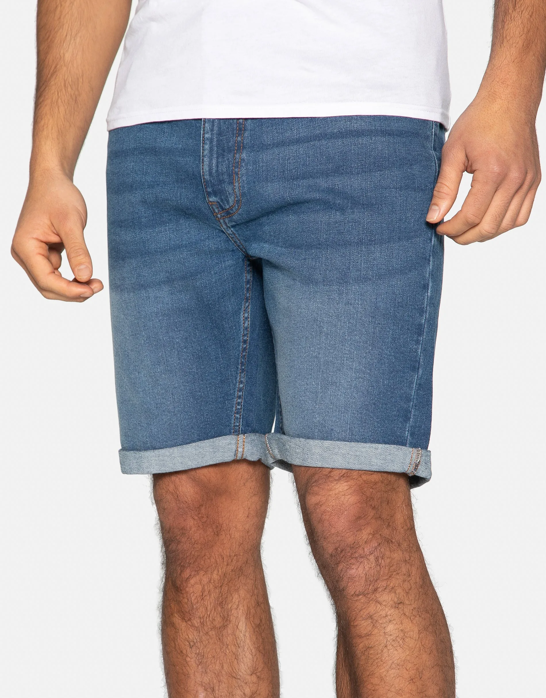 Men's Light Blue Wash Denim Shorts sold by Threadbare product image thumbnail 4
