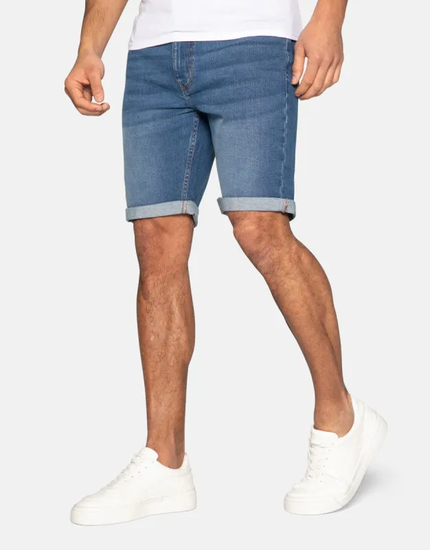 Men's Light Blue Wash Denim Shorts sold by Threadbare