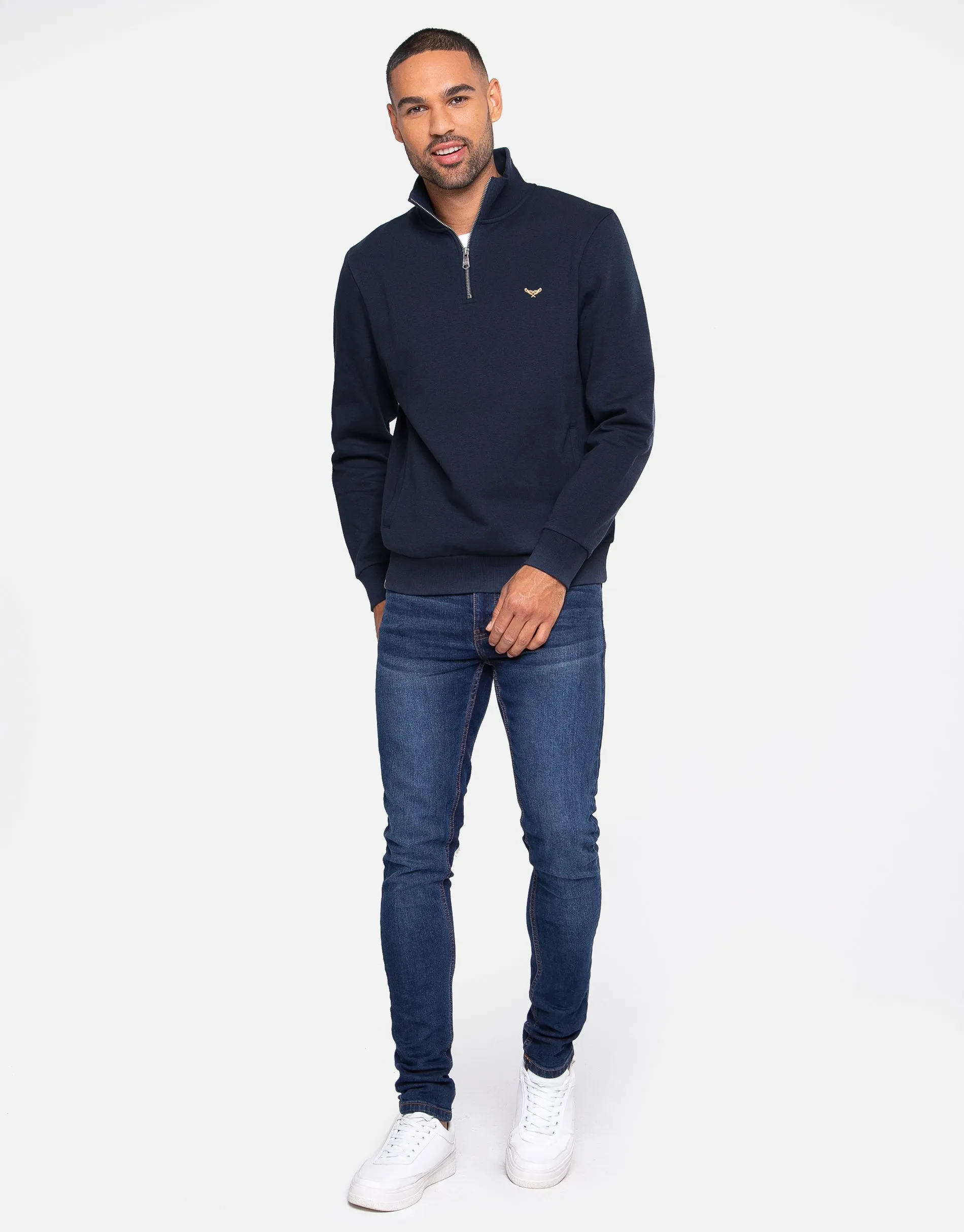 Navy Quarter Zip Sweatshirt sold by Threadbare product image thumbnail 3