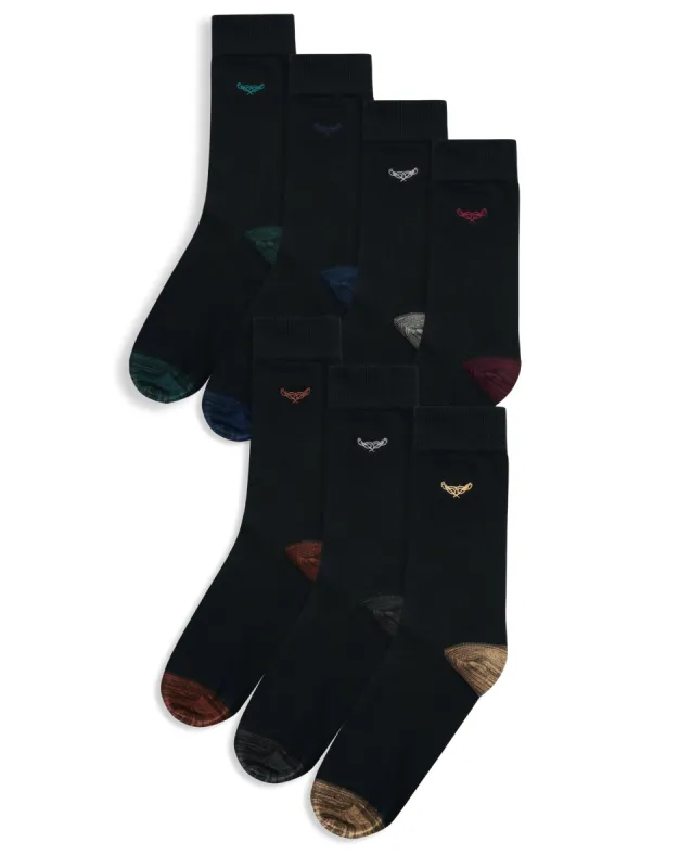 Men's Black Heel & Toe Colour Mix Socks (7 Pack) made by Threadbare