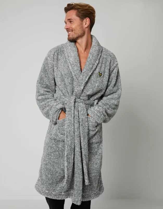 Men's Light Grey Teddy Dressing Gown sold by Threadbare