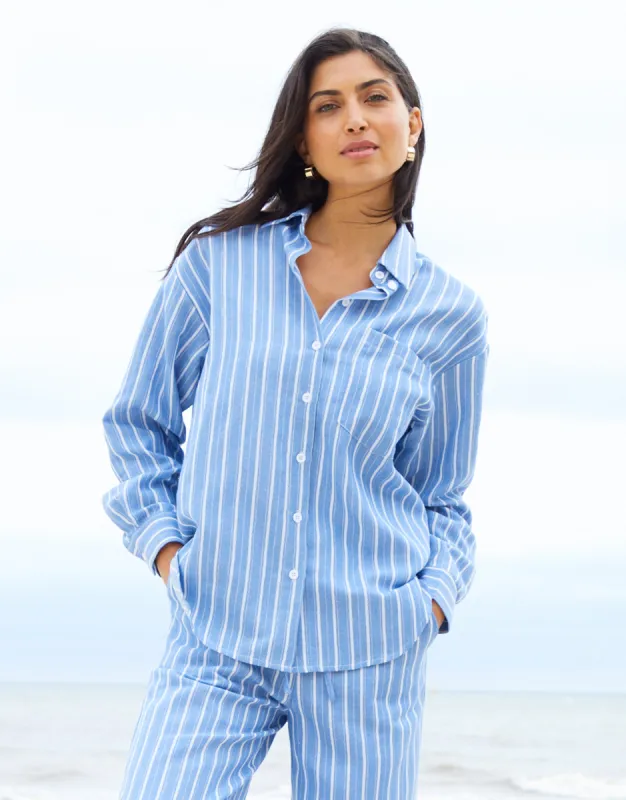 Women's Blue Striped Long Sleeve Shirt sold by Threadbare