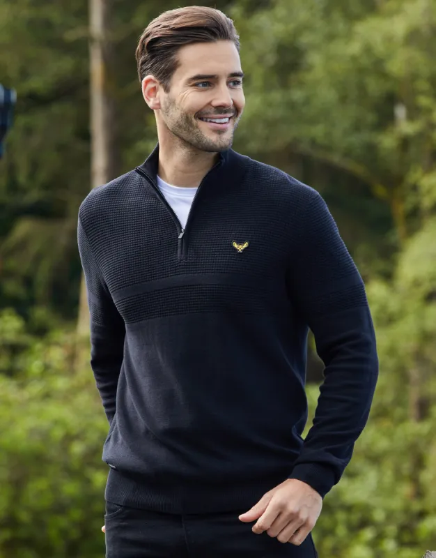 Men's Black Quarter Zip Jumper sold by Threadbare