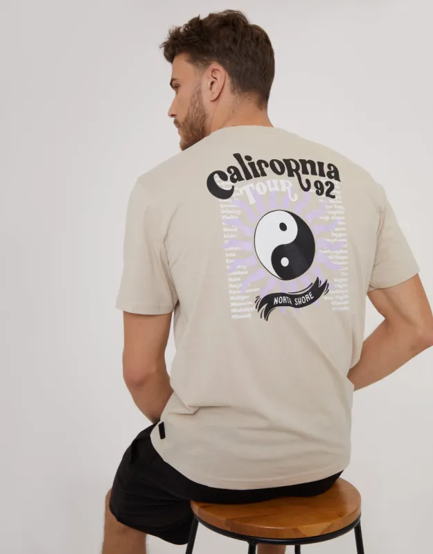 Men's Stone Yin and Yang Graphic Print T-Shirt made by Threadbare