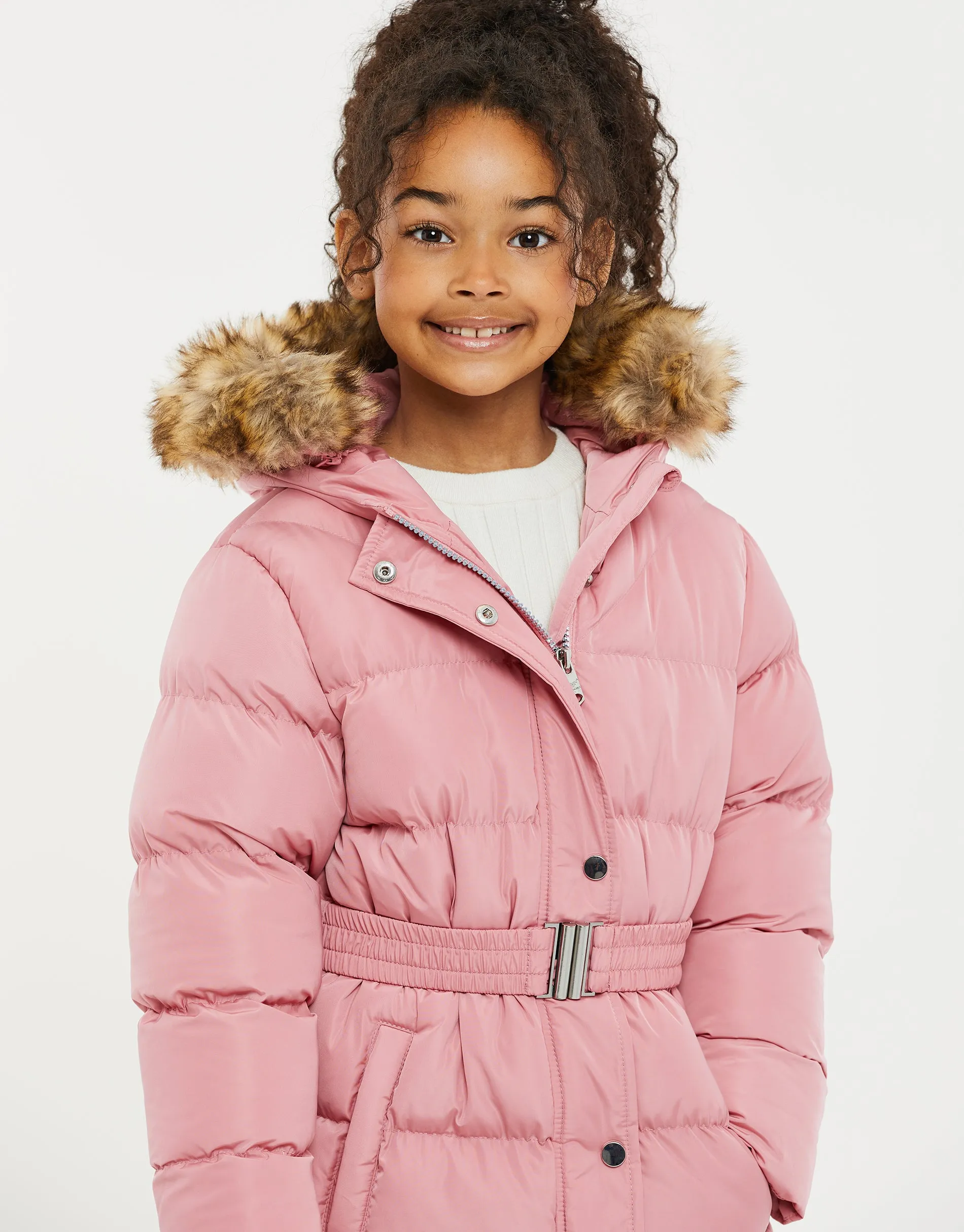 Girls' Pink Belted Parka Jacket sold by Threadbare product image thumbnail 4