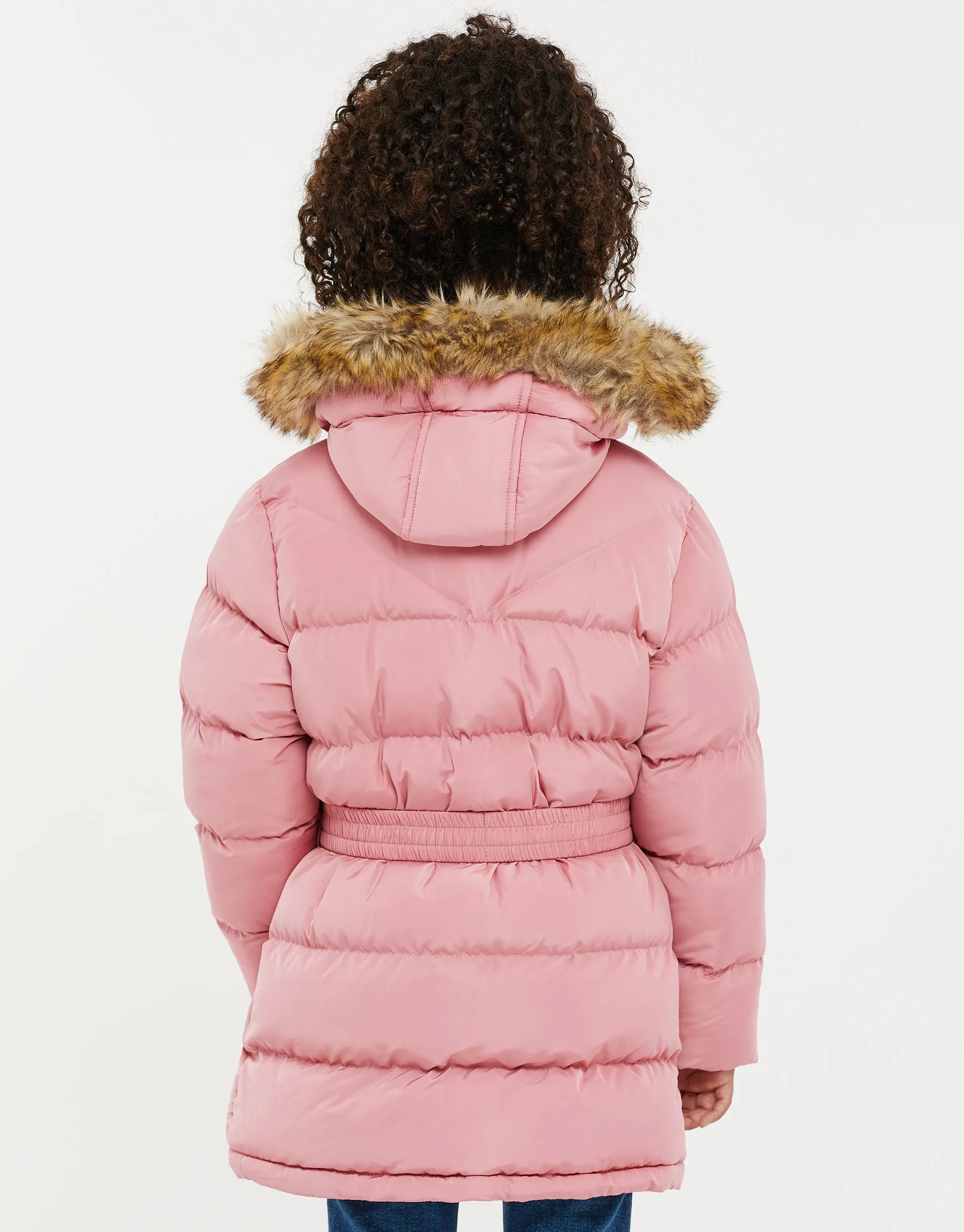 Girls' Pink Belted Parka Jacket sold by Threadbare product image thumbnail 2