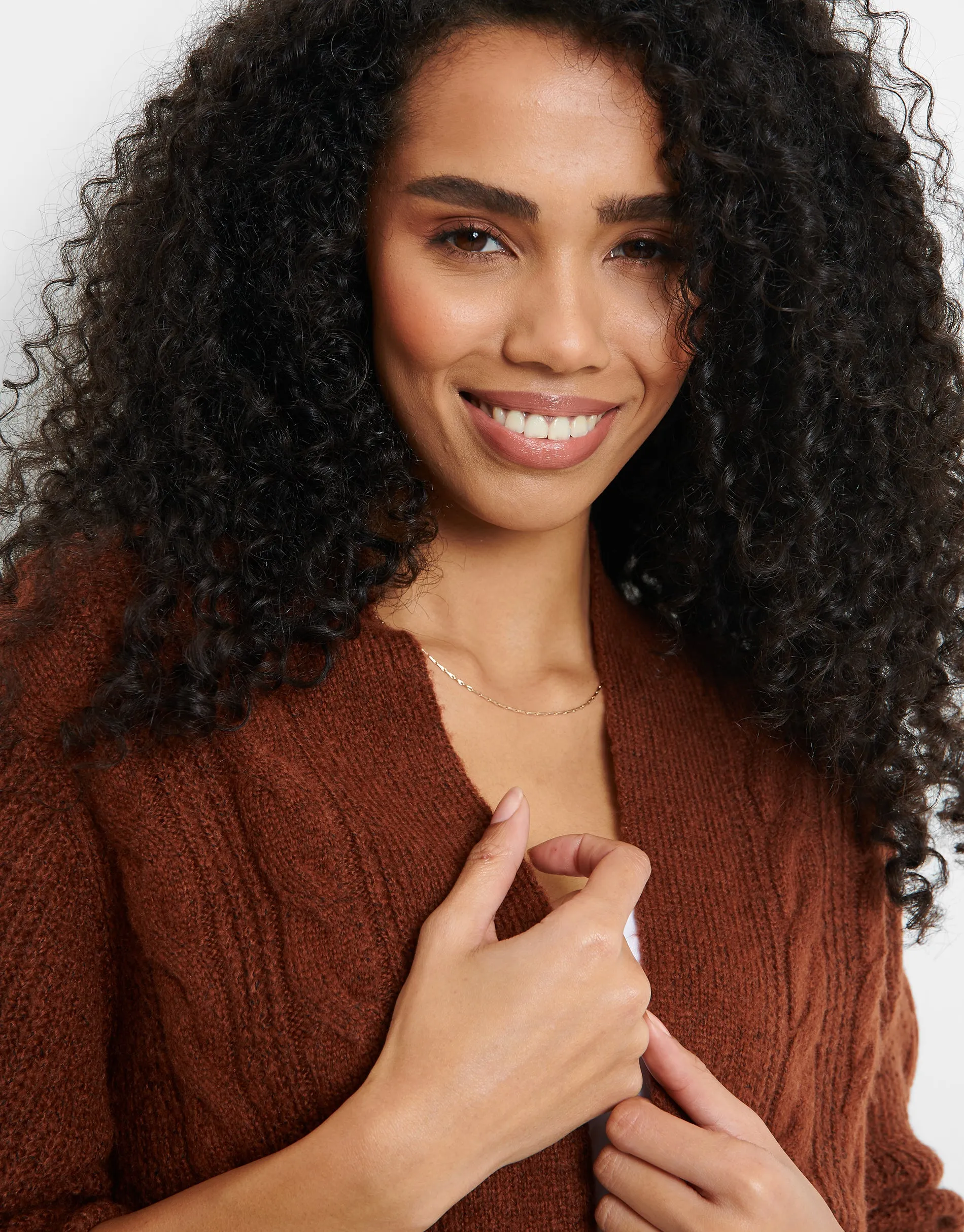Women's Chocolate Cable Knit Cardigan sold by Threadbare product image thumbnail 4
