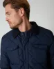 Men's Navy Showerproof Quilted Microfleece Lined Collared Jacket sold by Threadbare
