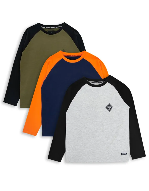 Boys' Raglan Long Sleeve T-Shirts (3 Pack) sold by Threadbare