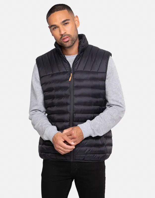 Men's Black Padded Gilet sold by Threadbare