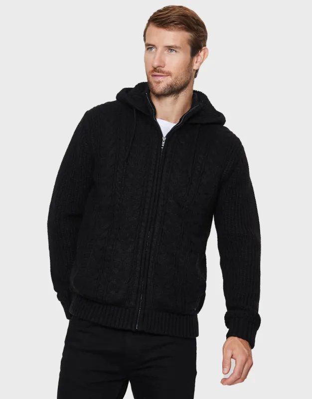 Men's Jet Black Zip-Through Hoodie sold by Threadbare