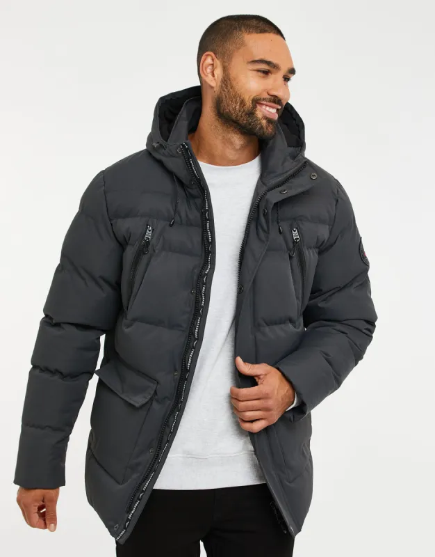 Charcoal Grey Hooded Padded Jacket sold by Threadbare