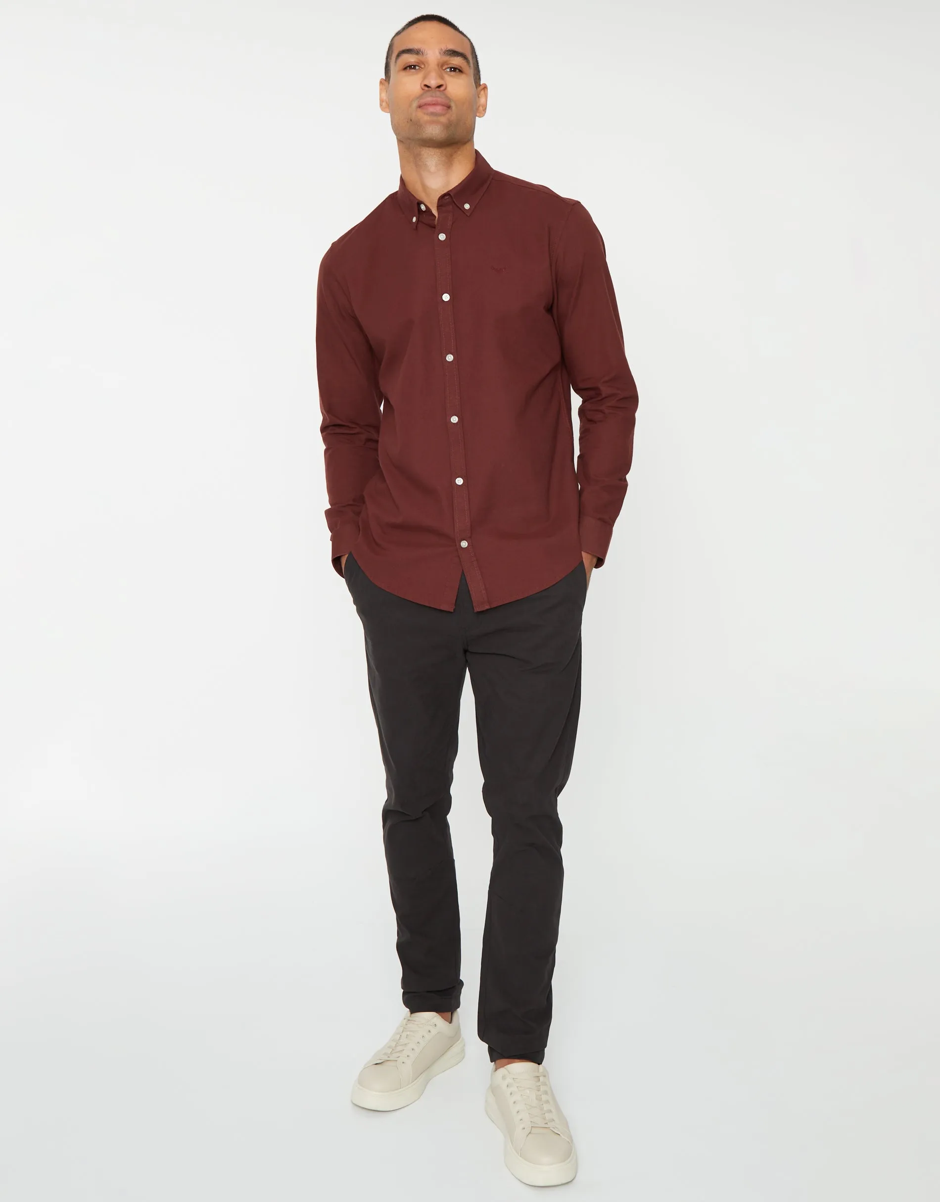 Men's Rust Cotton Long Sleeve Slim Fit Shirt sold by Threadbare product image thumbnail 3