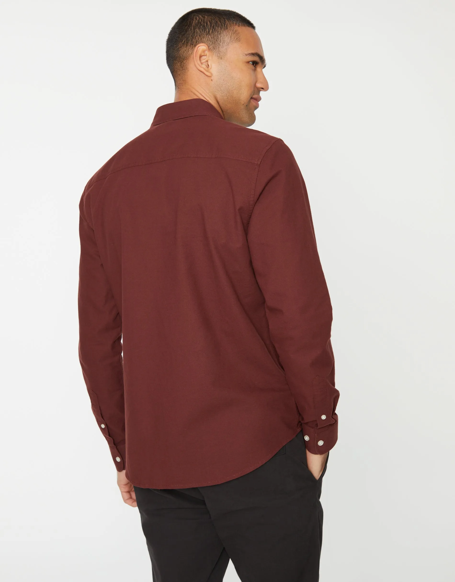 Men's Rust Cotton Long Sleeve Slim Fit Shirt sold by Threadbare product image thumbnail 2