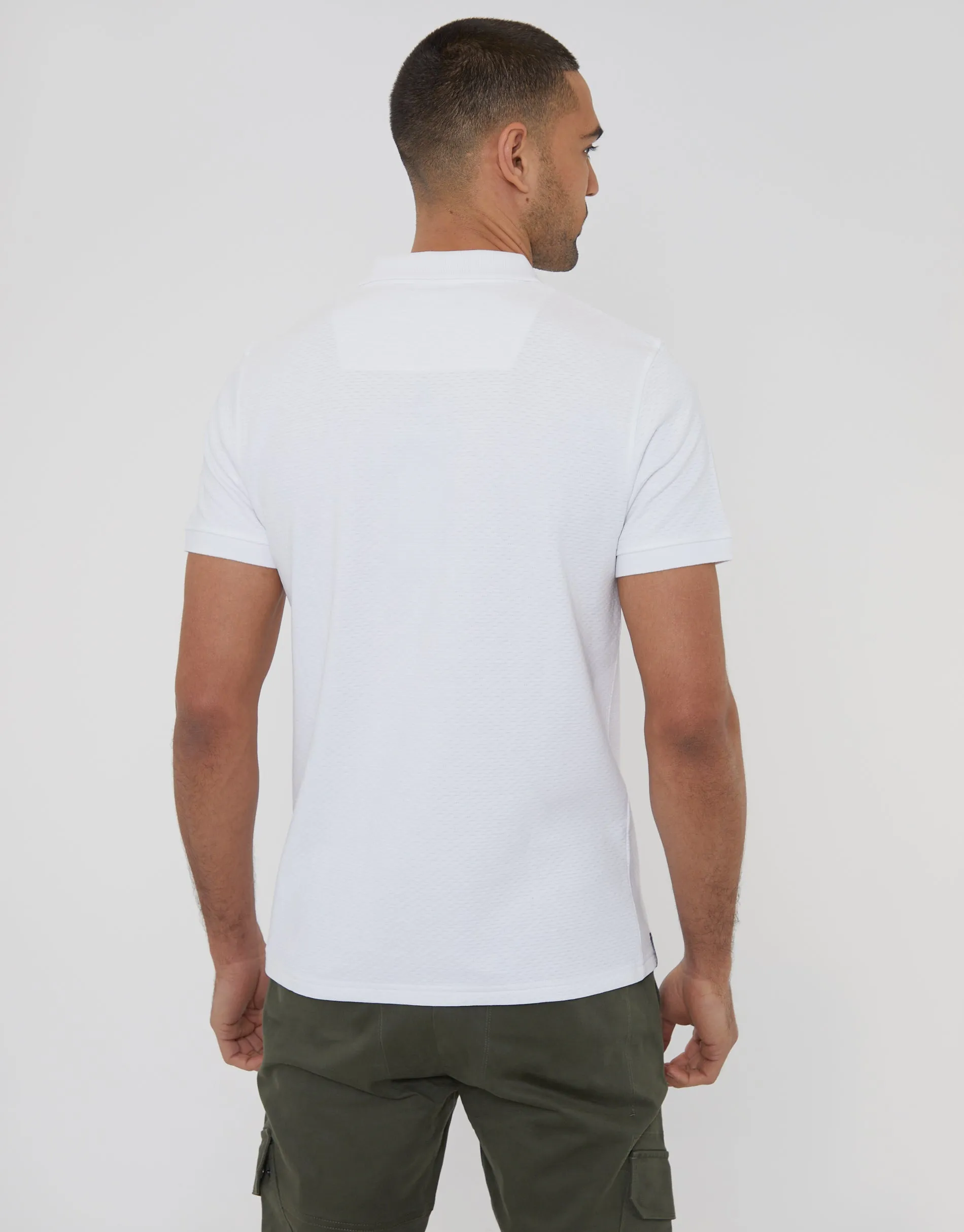 White Textured Hidden Placket Polo Shirt sold by Threadbare product image thumbnail 2