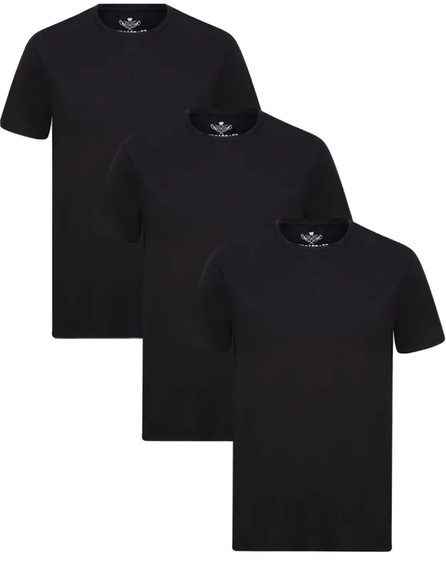 Men's Black Cotton Rich T-Shirts (3 Pack) sold by Threadbare