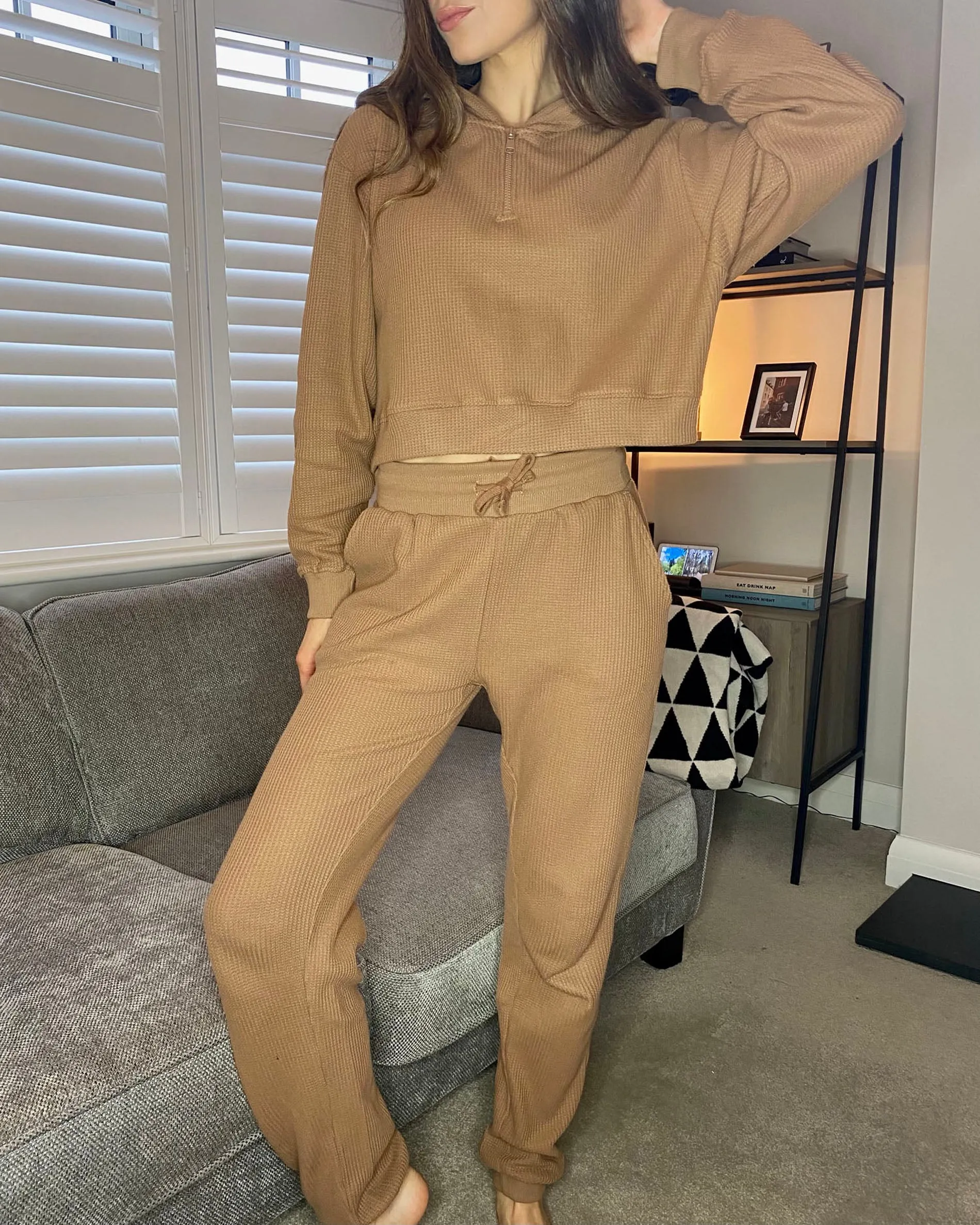 Women's Tan Jogger Co-ord sold by Threadbare
