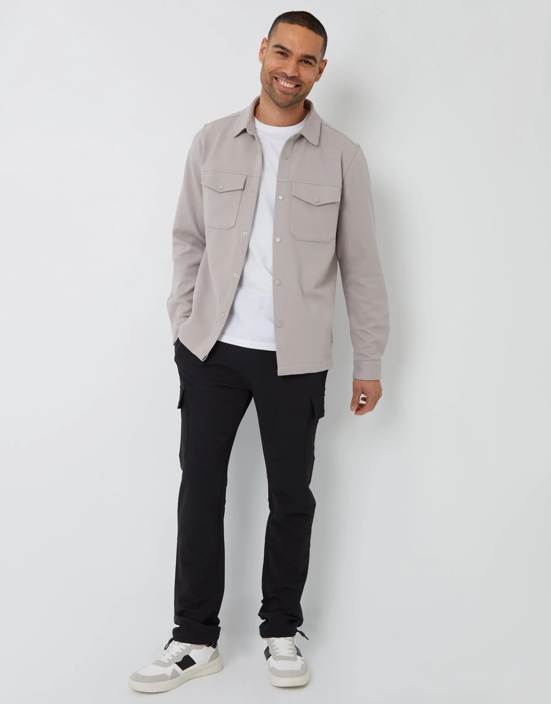 Threadbare Luxe Men's Black Stretch Cargo Pocket Trousers sold by Threadbare product image thumbnail 3