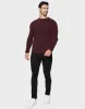 Men's Burgundy Aubergine Twist Crew Neck Jumper sold by Threadbare
