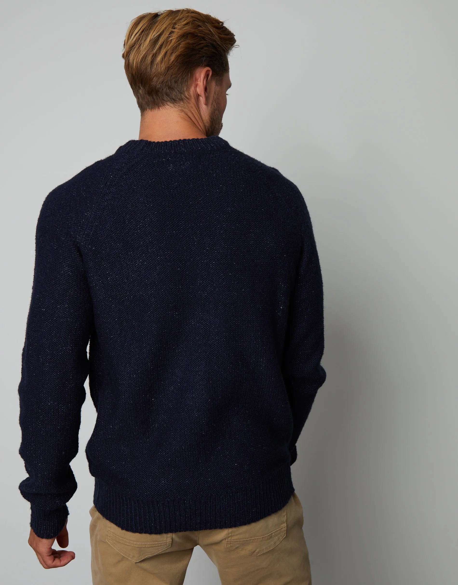 Men's Navy Twist Raglan Sleeve Crew Neck Jumper sold by Threadbare product image thumbnail 2