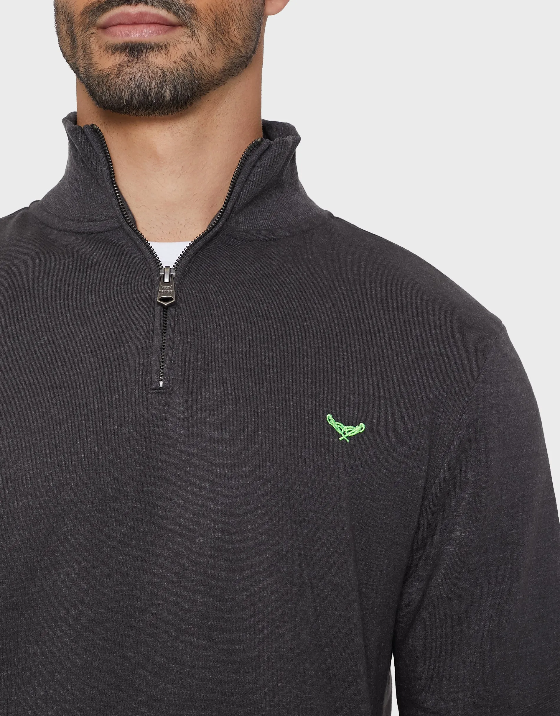 Mens Charcoal Quarter Zip Knitted Sweatshirt sold by Threadbare product image thumbnail 4