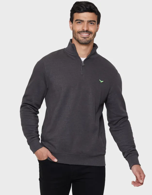 Mens Charcoal Quarter Zip Knitted Sweatshirt sold by Threadbare
