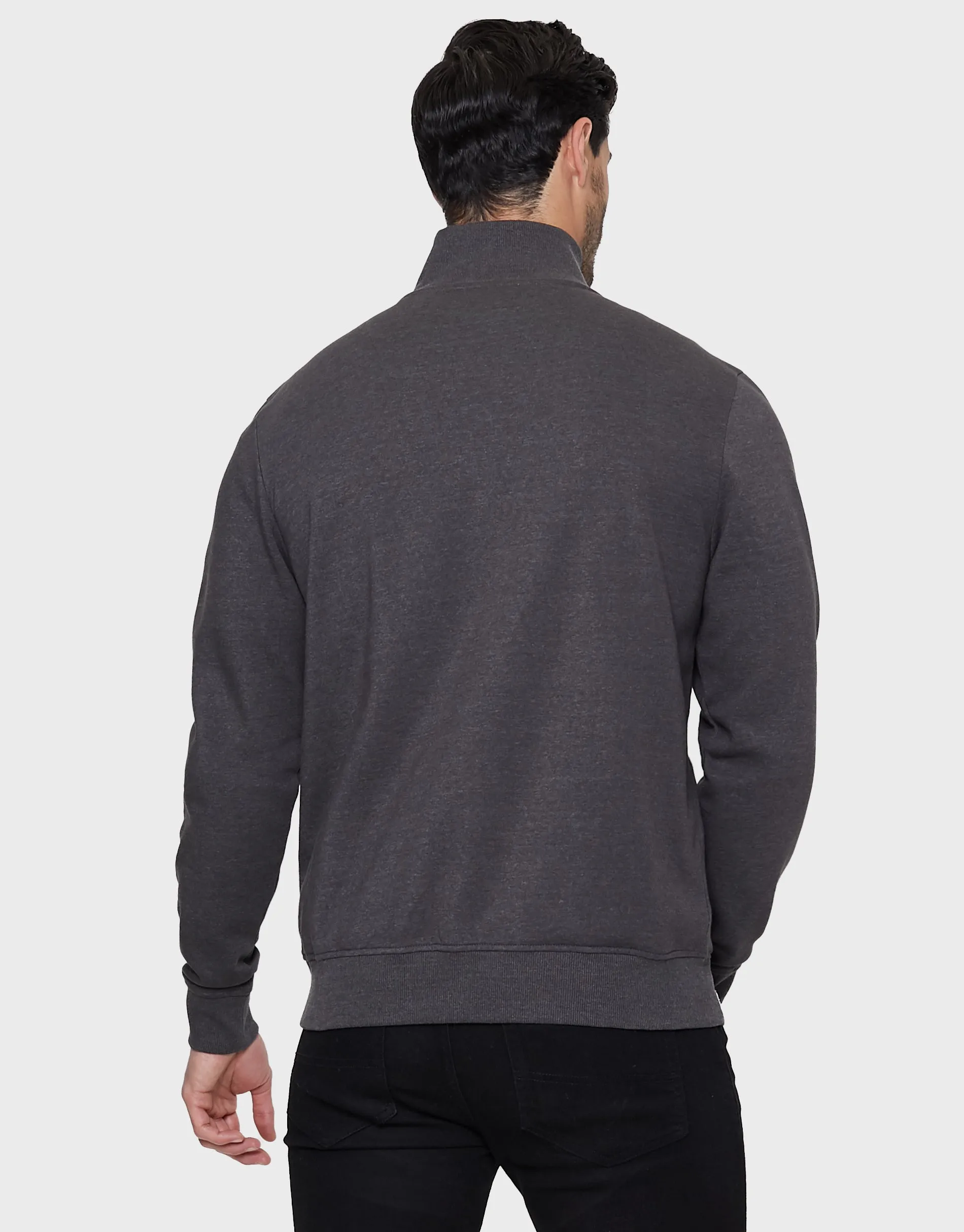 Mens Charcoal Quarter Zip Knitted Sweatshirt sold by Threadbare product image thumbnail 2