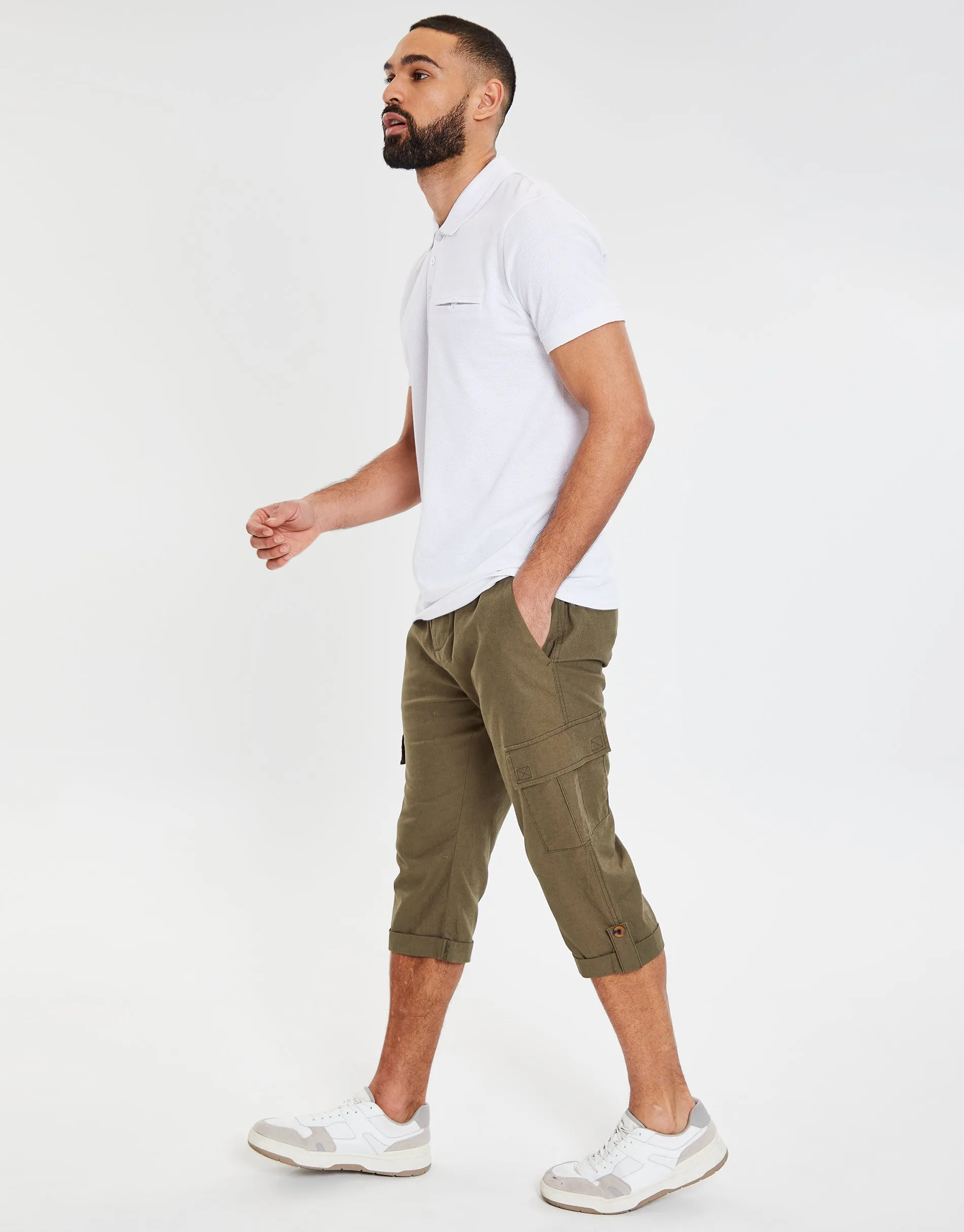 Men's White Honeycomb Rib Jetted Pocket Polo Shirt sold by Threadbare product image thumbnail 3