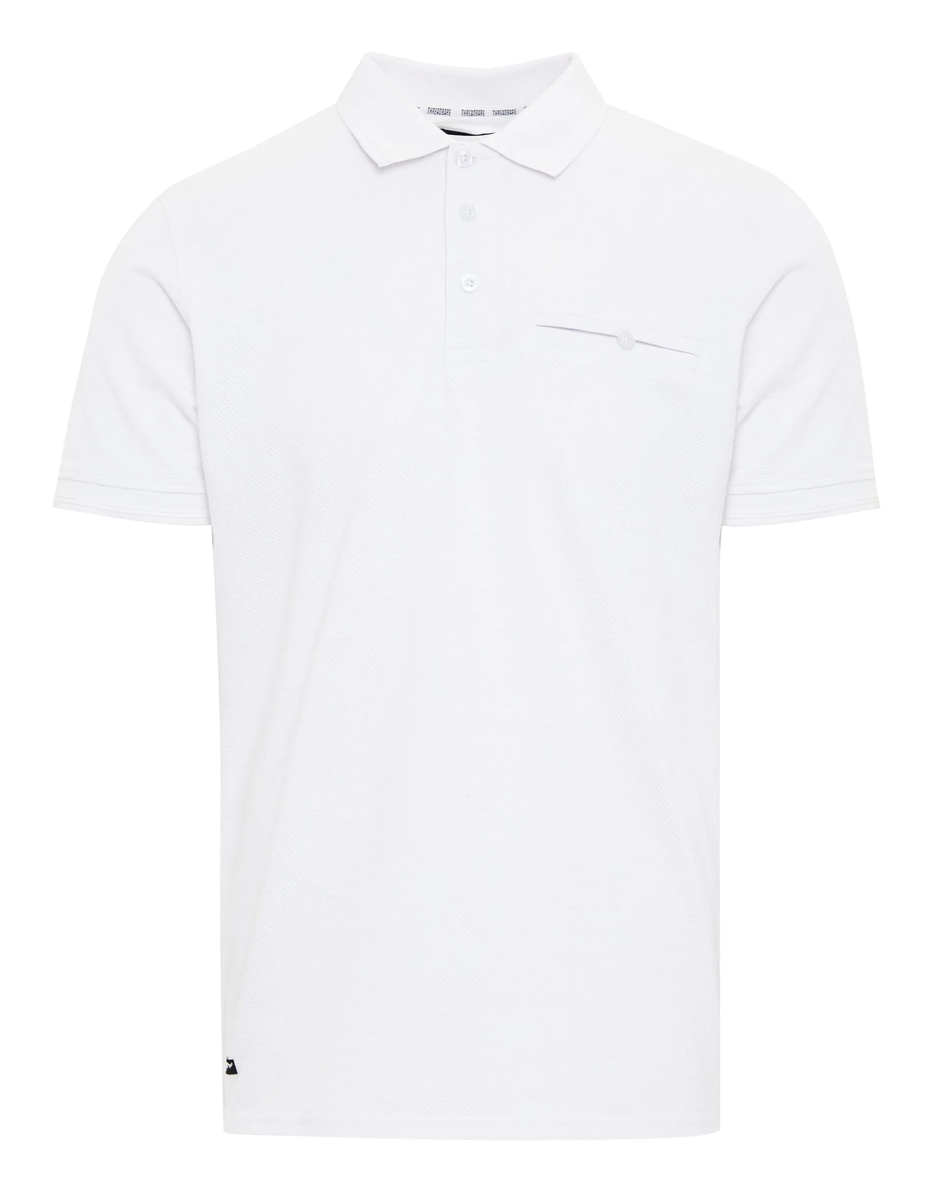 Men's White Honeycomb Rib Jetted Pocket Polo Shirt sold by Threadbare product image thumbnail 5