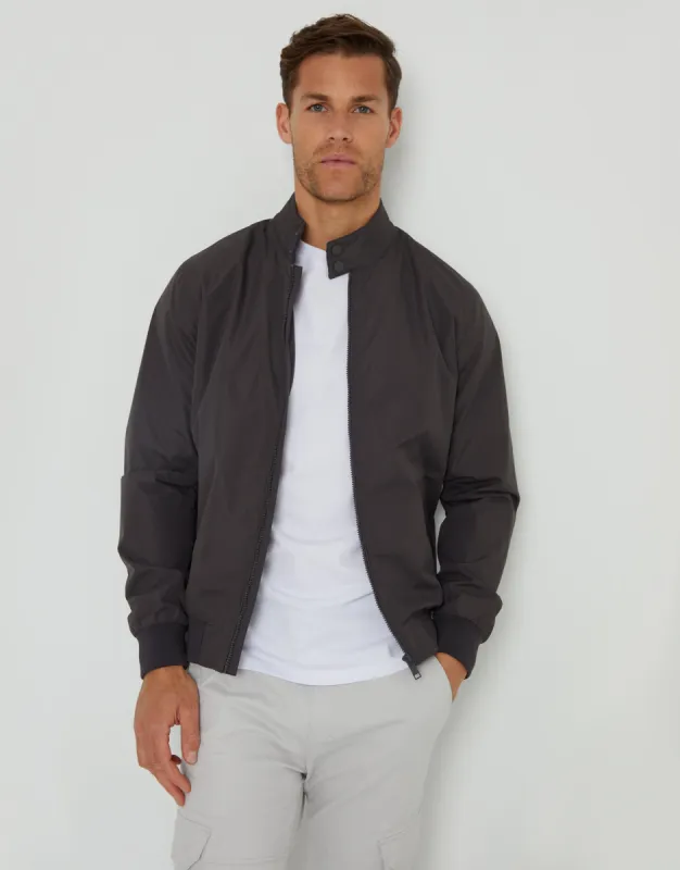 Men's Charcoal Showerproof Harrington Jacket sold by Threadbare