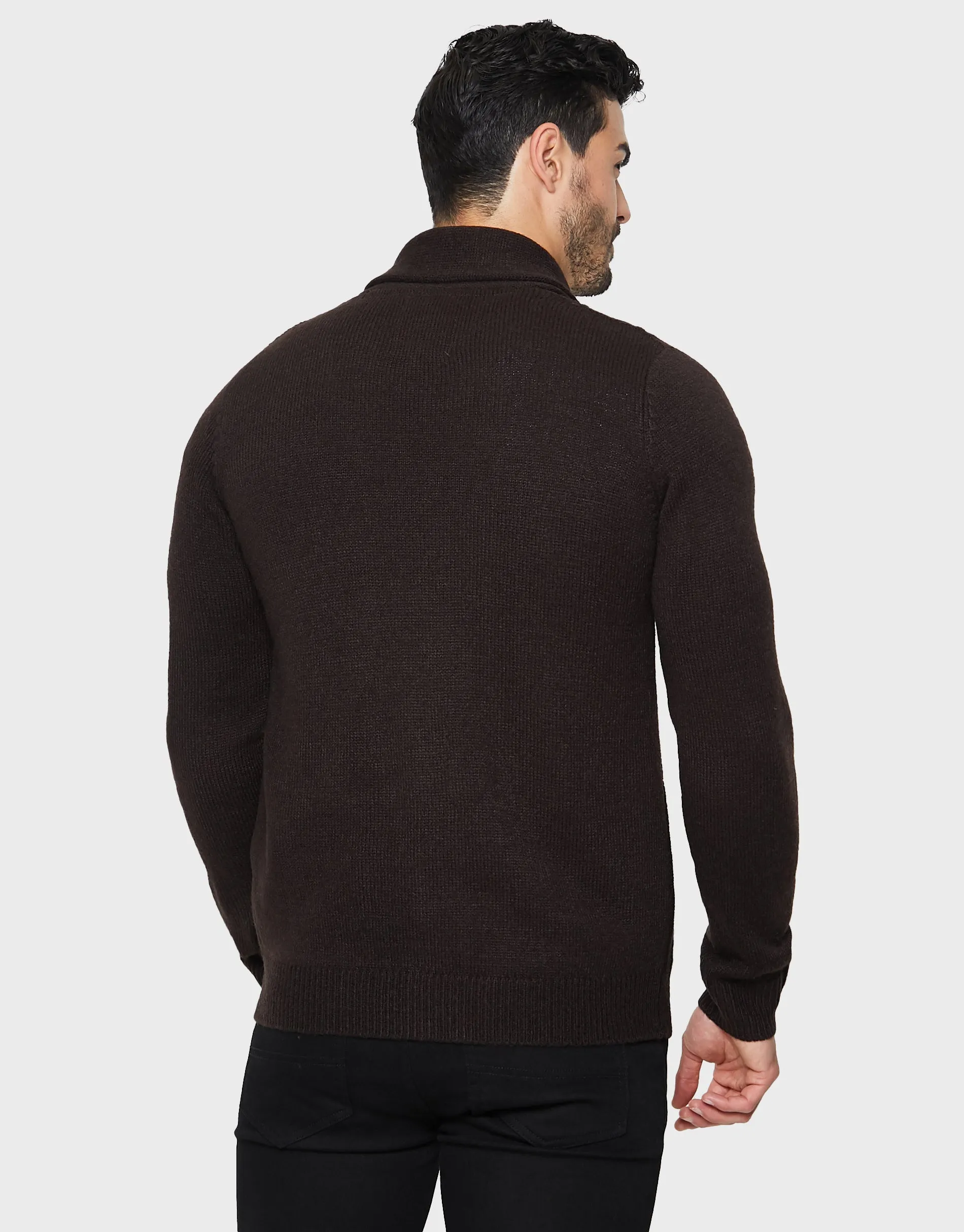 Men's Chocolate Shawl Cardigan sold by Threadbare product image thumbnail 2