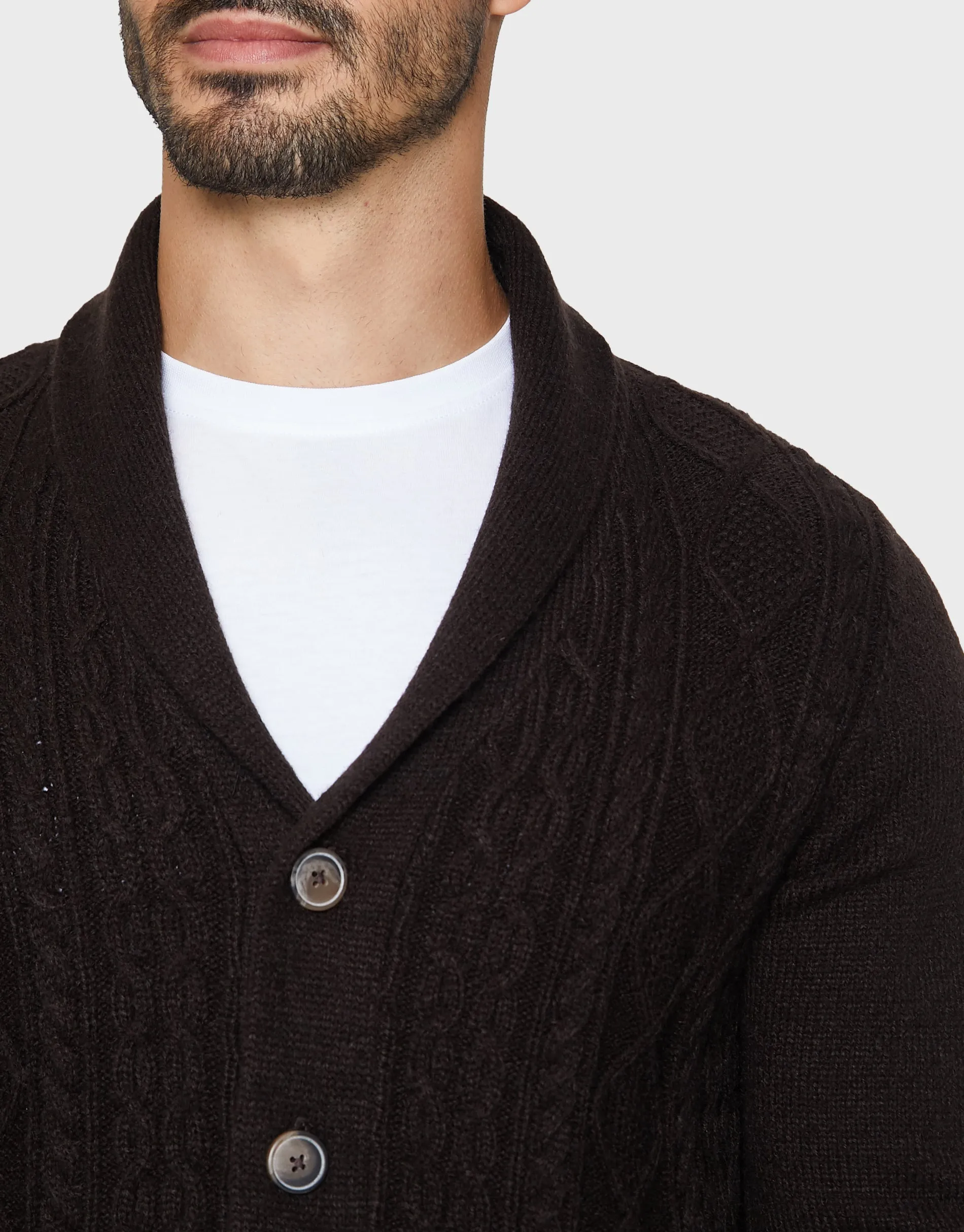 Men's Chocolate Shawl Cardigan sold by Threadbare product image thumbnail 4