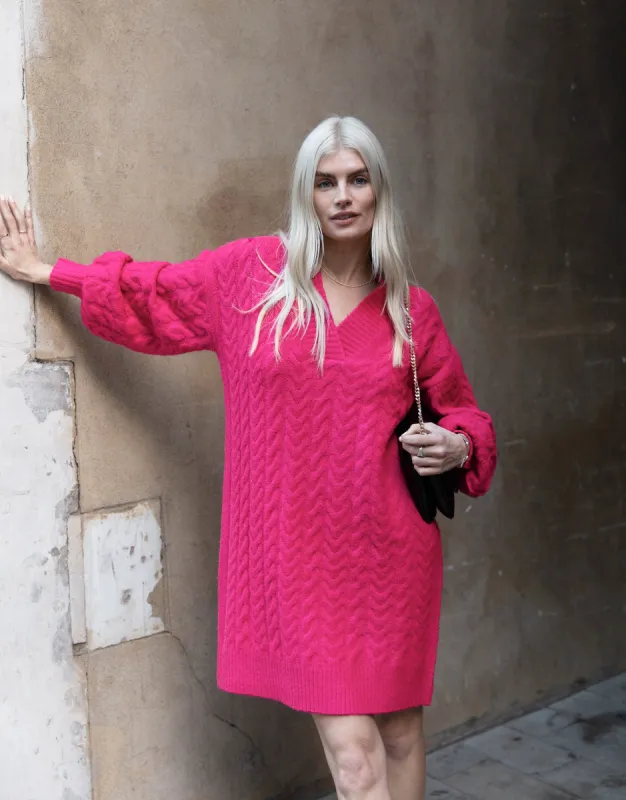 Women's Pink Cable Knit Jumper Dress sold by Threadbare