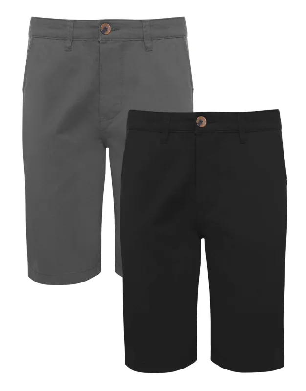 Men's Black & Slate Chino Shorts (2 Pack) sold by Threadbare