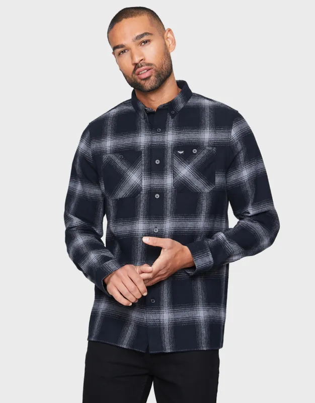 Men's Black Check Long Sleeve Shirt sold by Threadbare