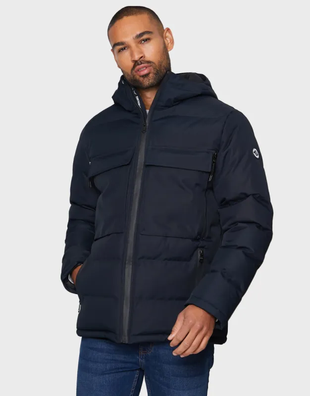 Men's Navy Hooded Utility Coat sold by Threadbare
