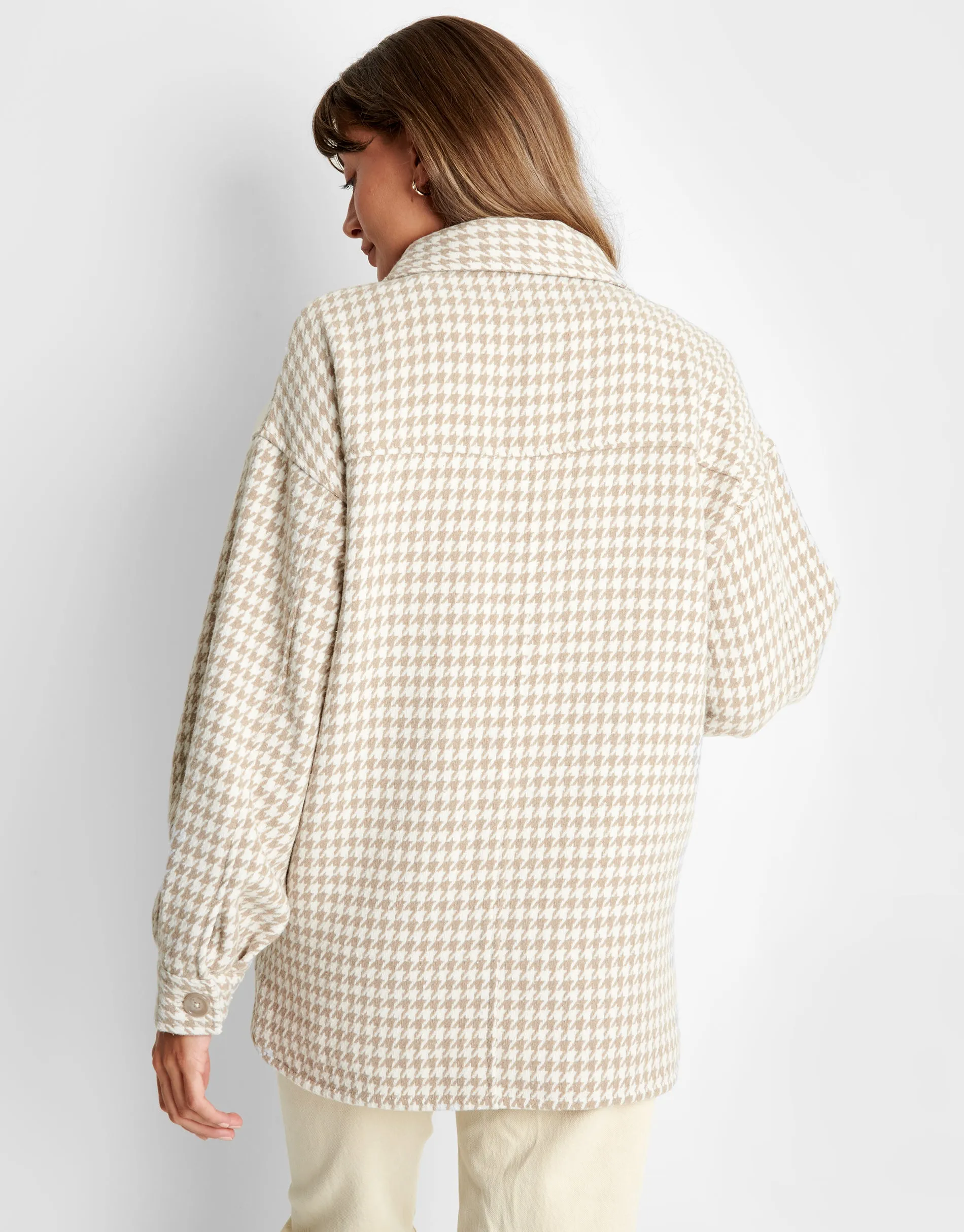 Women's Beige Check Oversized Shacket sold by Threadbare product image thumbnail 2