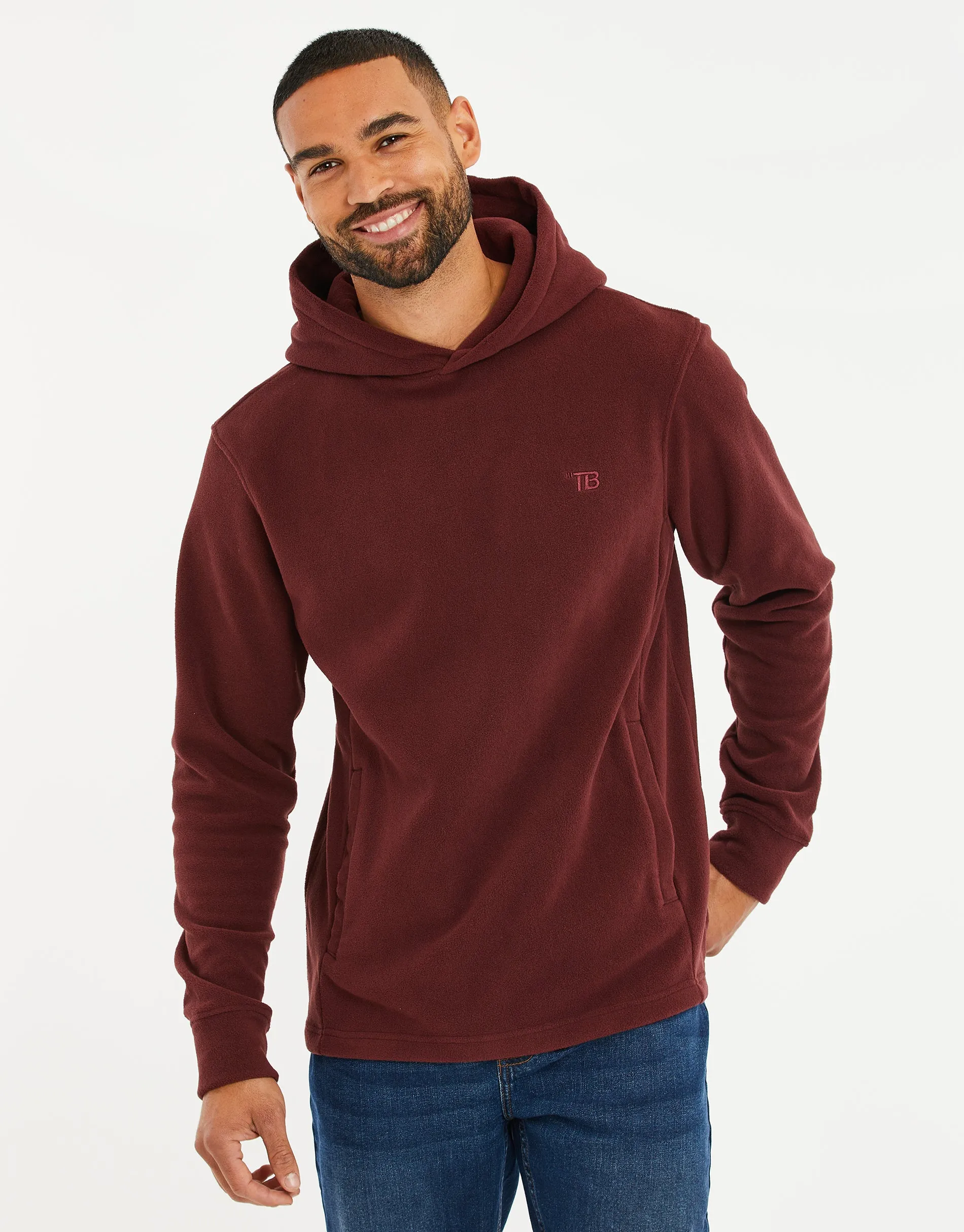 Men's Burgundy Fitness Pullover Hoodie sold by Threadbare