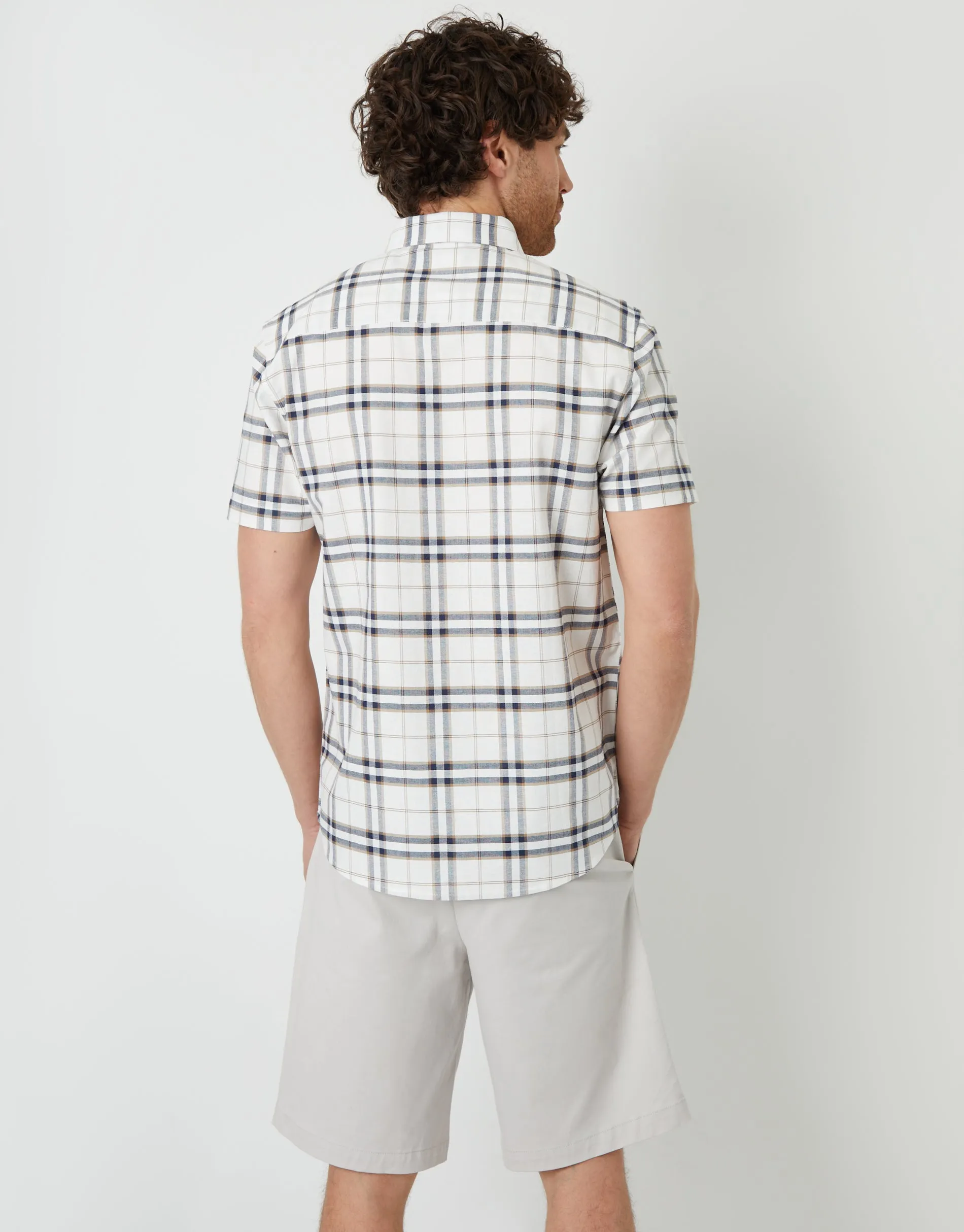 Cream Check Short Sleeve Casual Shirt sold by Threadbare product image thumbnail 2