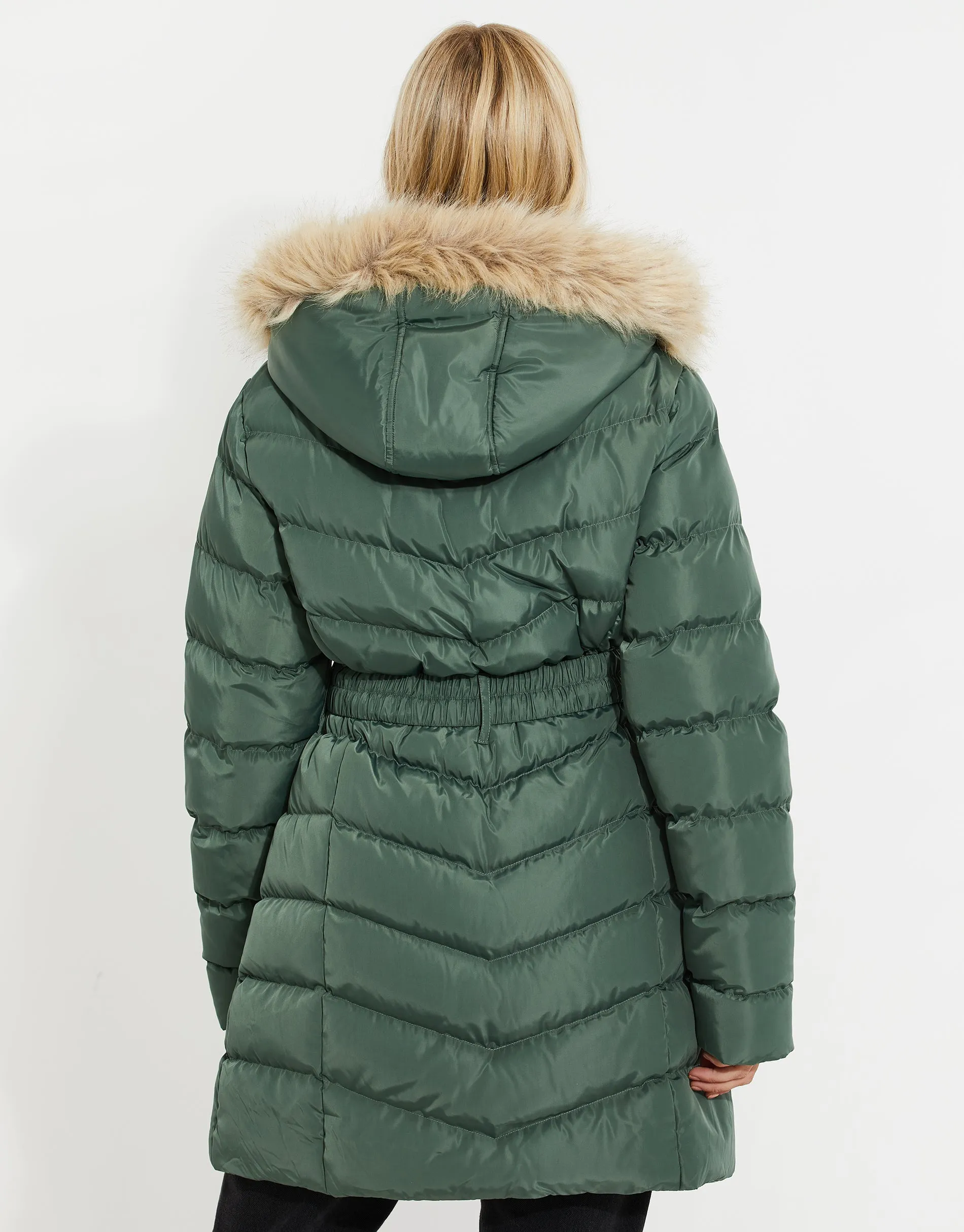 Women's Green Belted Parka Jacket sold by Threadbare product image thumbnail 3