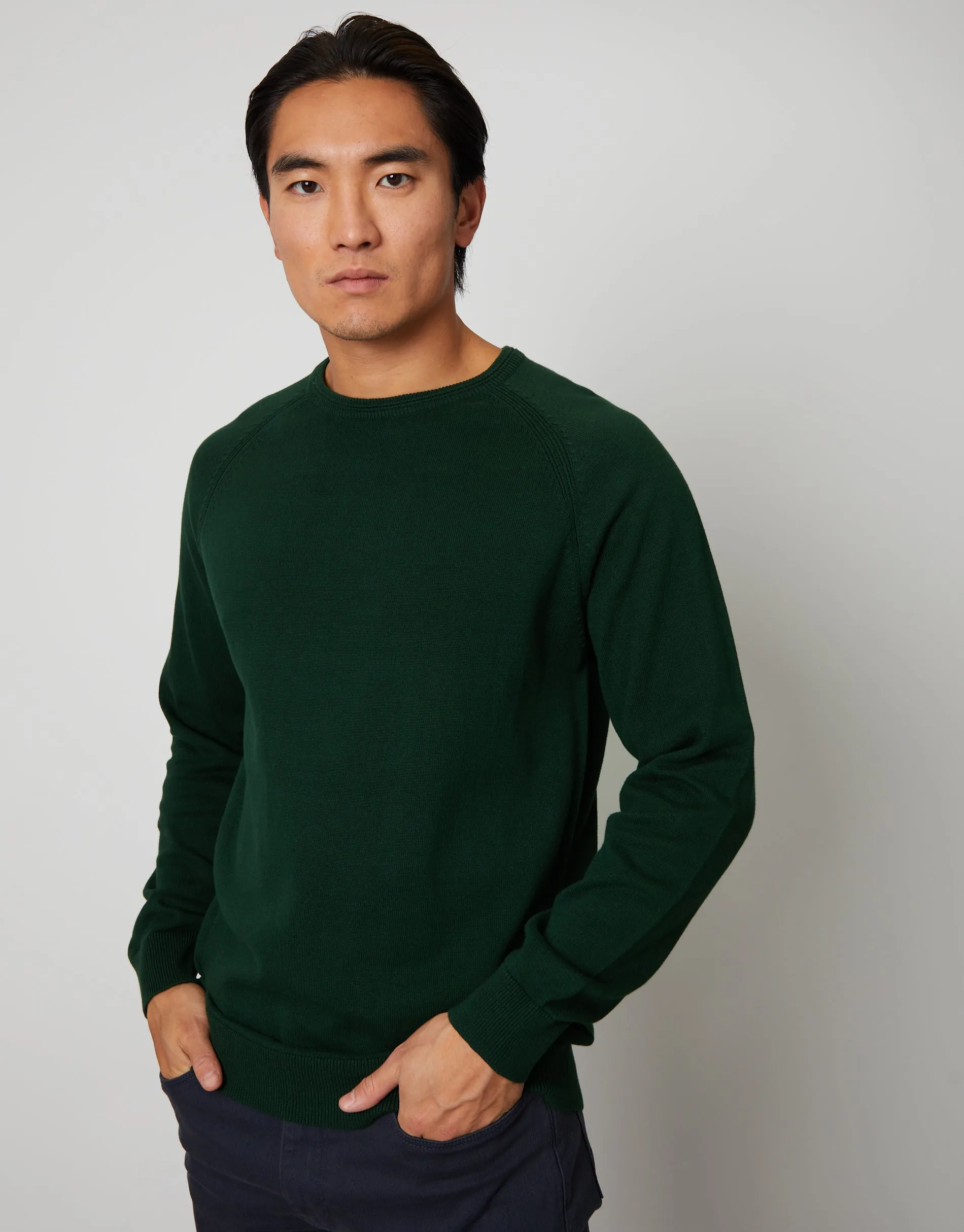 Men's Forest Green Crew Neck Knitted Jumper sold by Threadbare